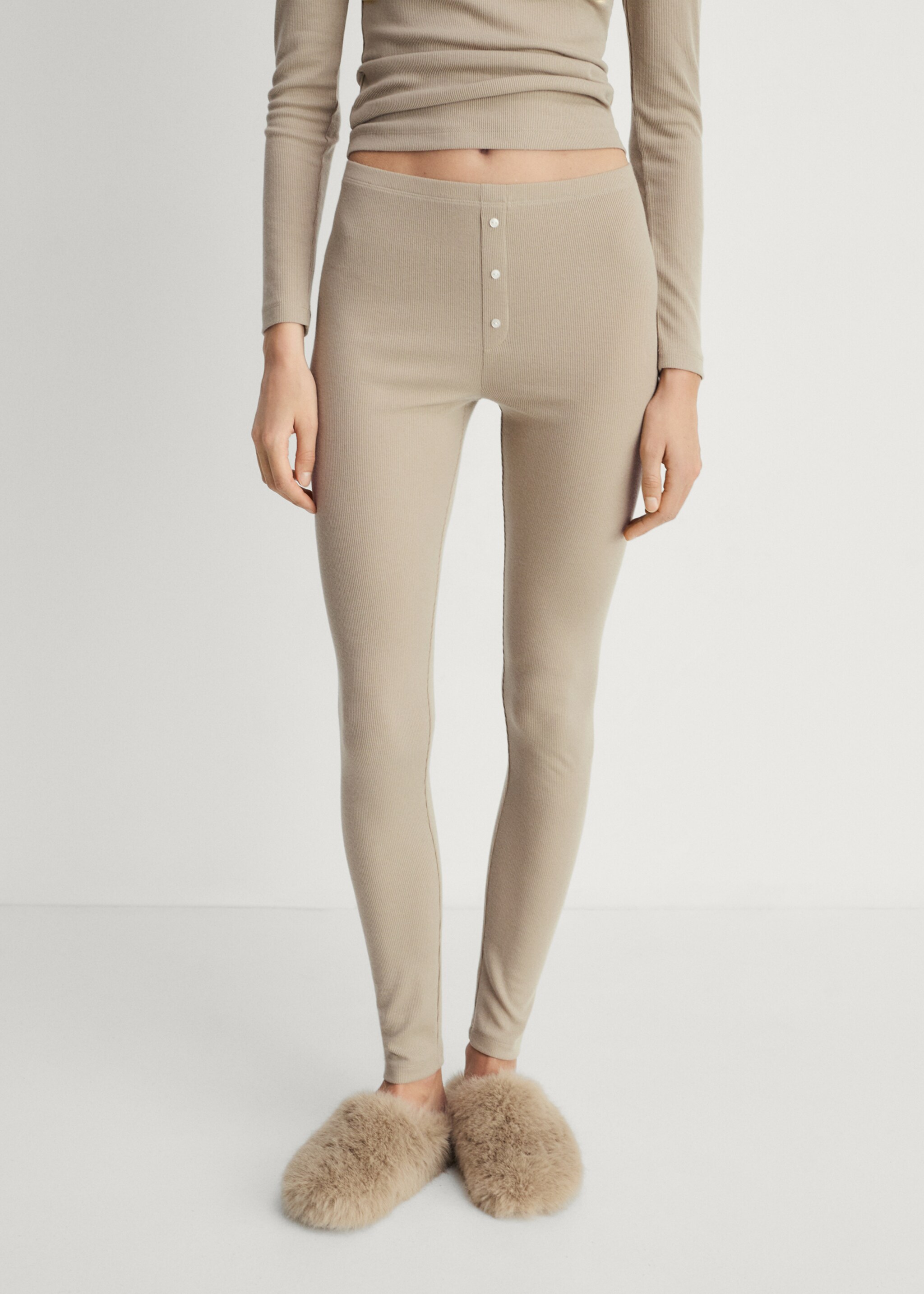 Long rib-knit trousers - Medium plane