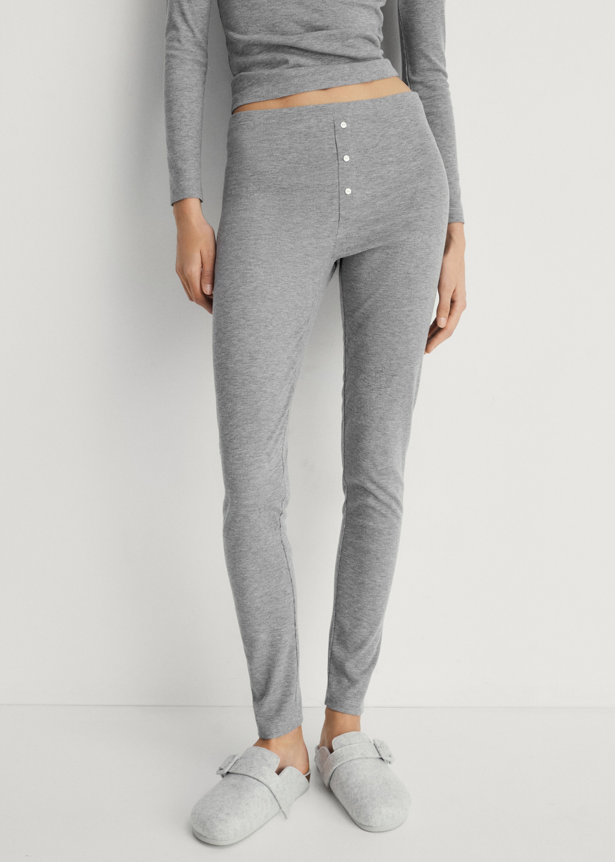 Long rib-knit trousers - Medium plane