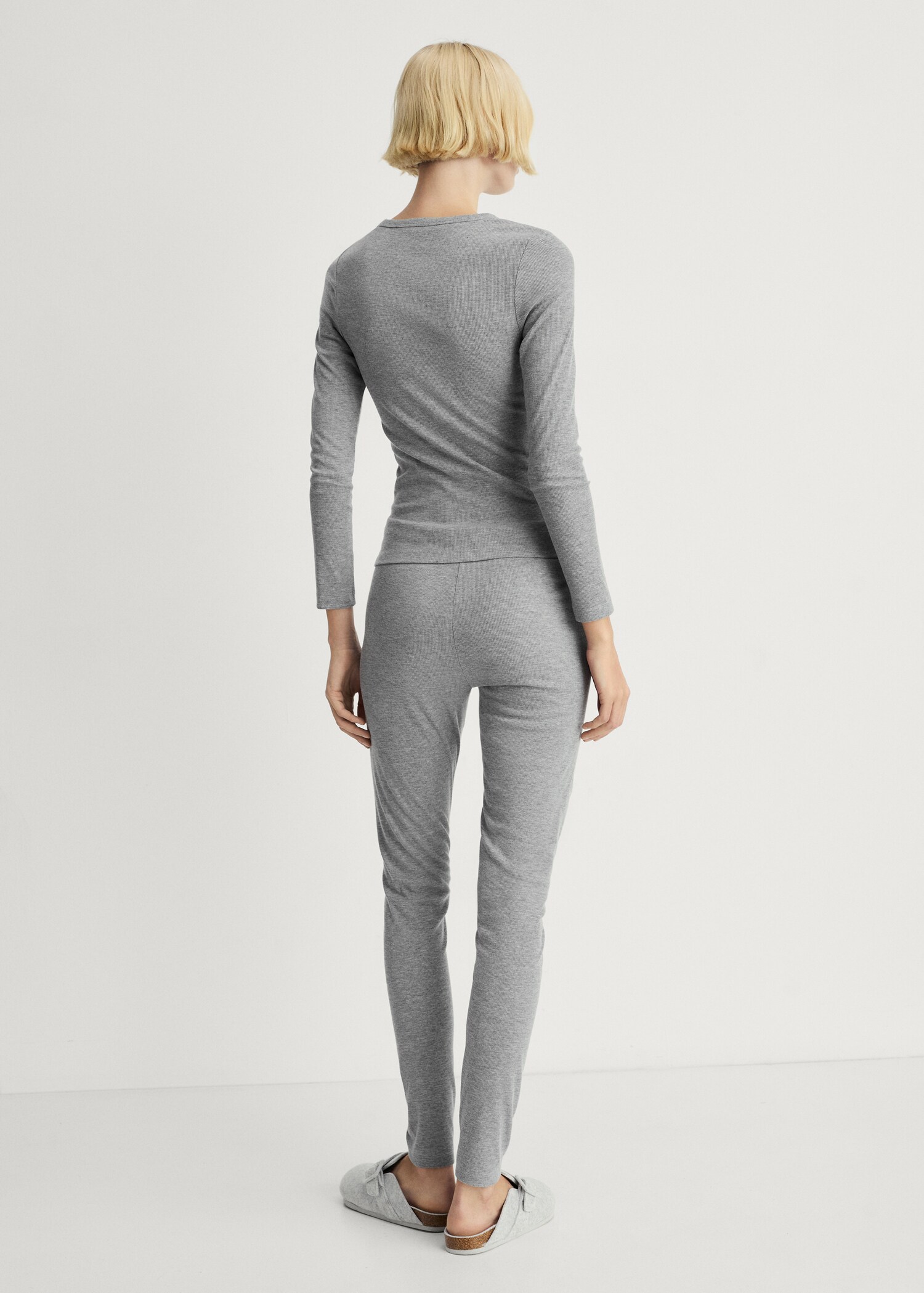 Long rib-knit trousers - Reverse of the article