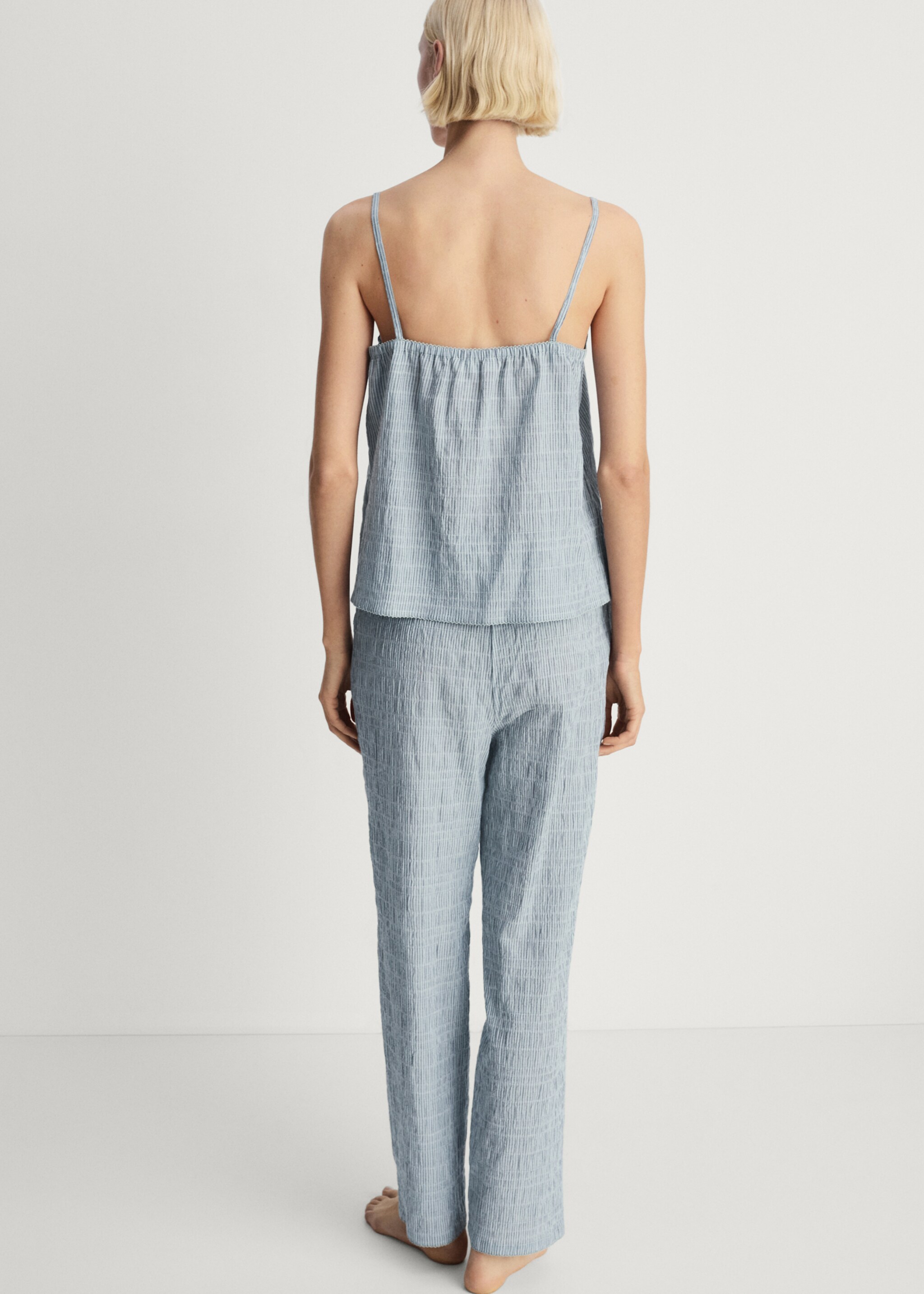 Cotton striped woven seersucker trousers - Reverse of the article