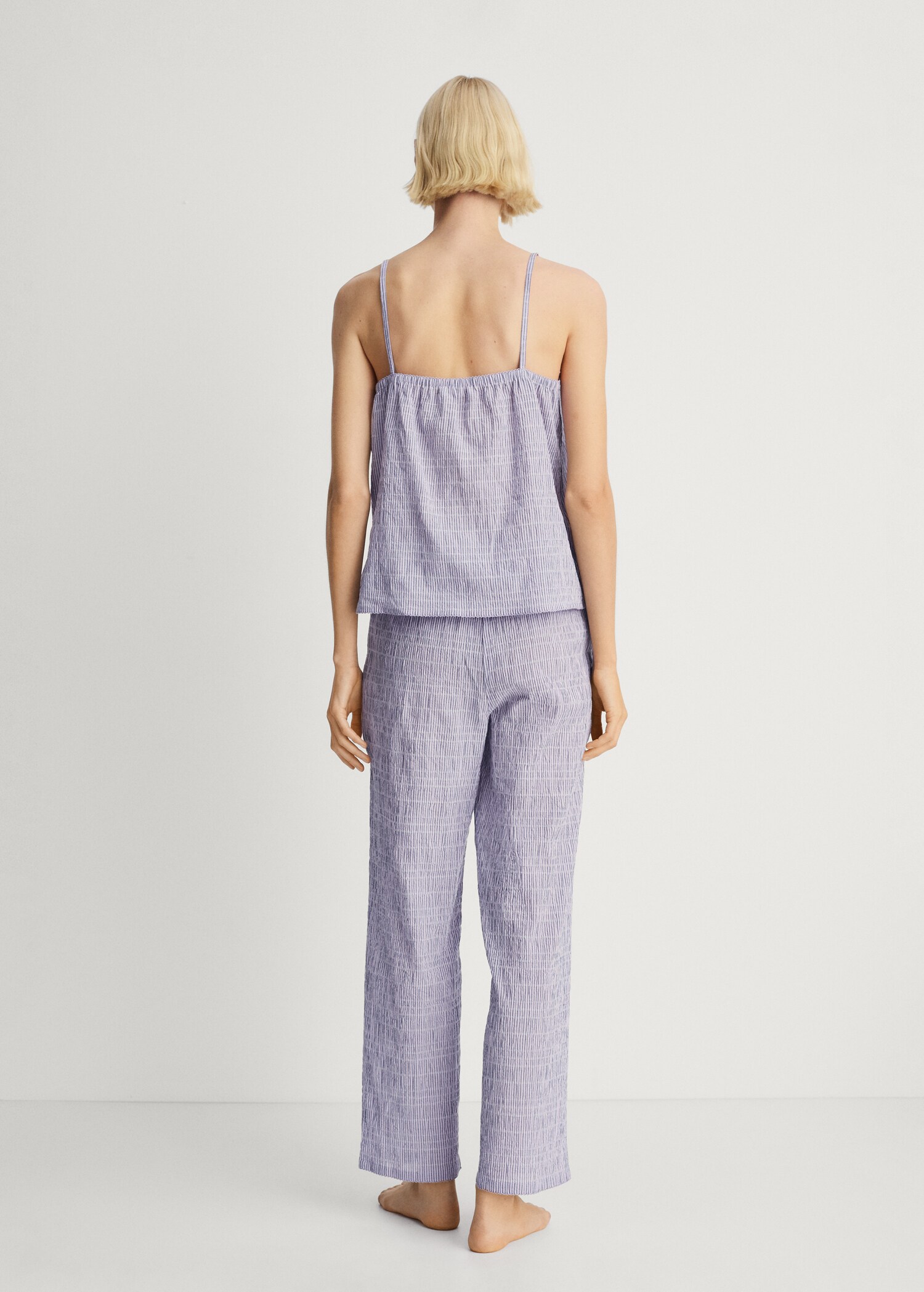 Cotton striped woven seersucker trousers - Reverse of the article