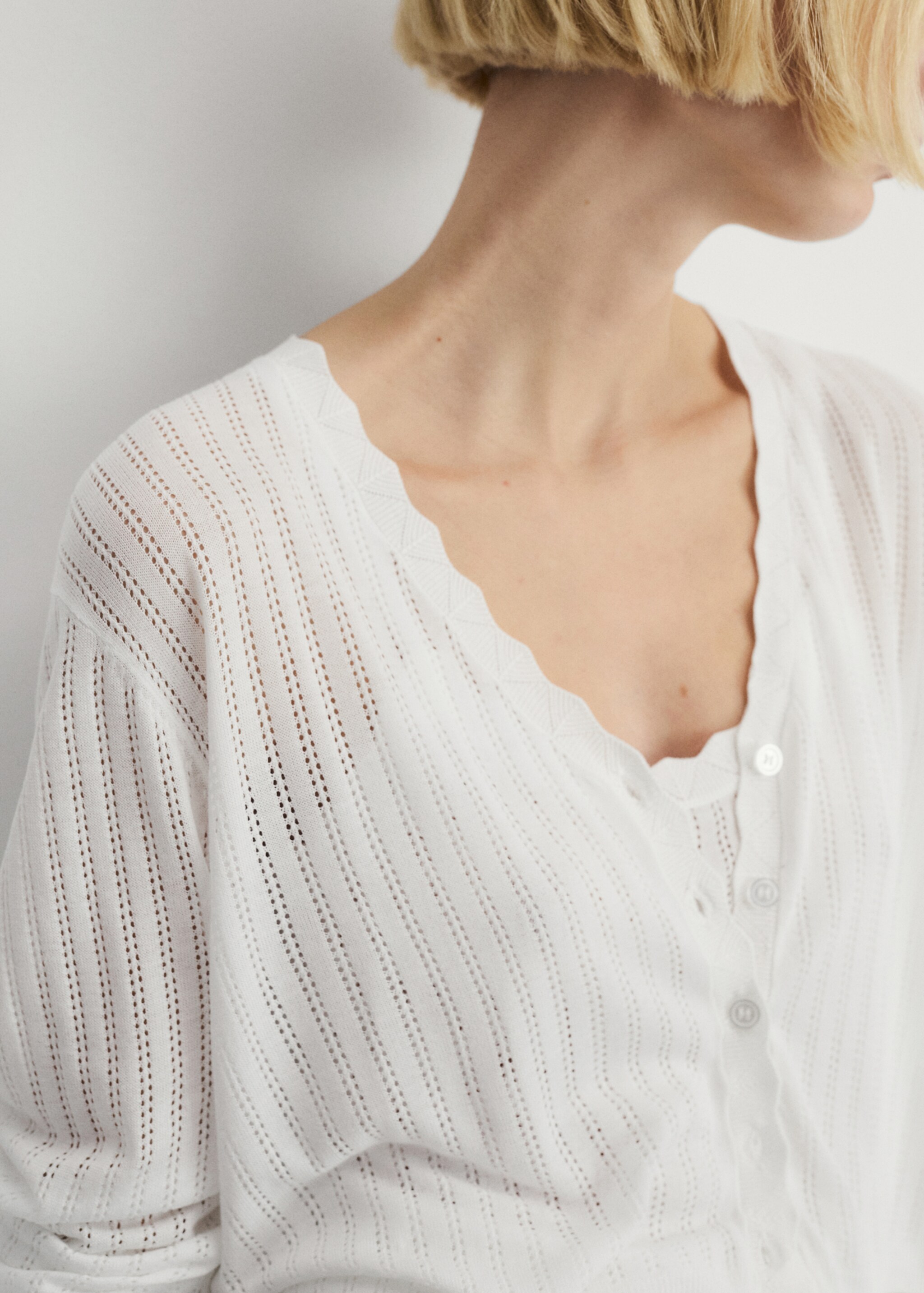Pyjama cardigan with openwork detail - Details of the article 1