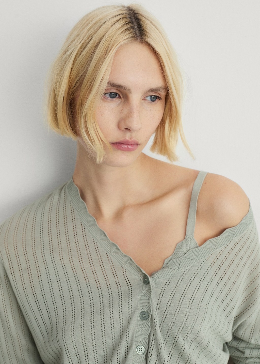 Pajama cardigan with lace detail