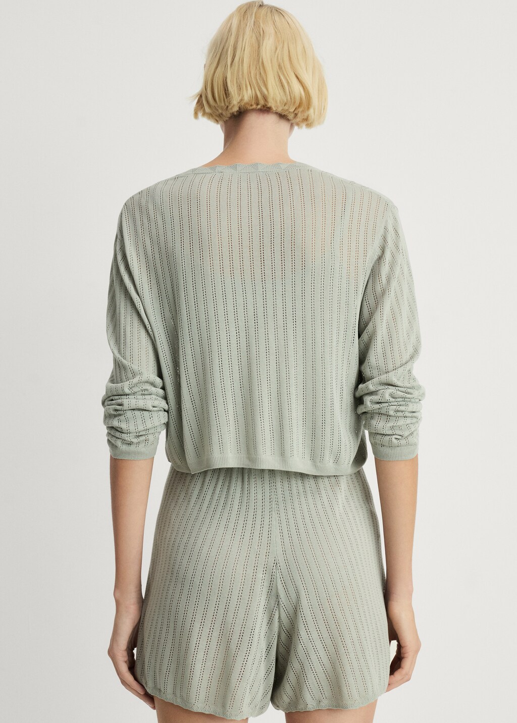 Pajama cardigan with lace detail