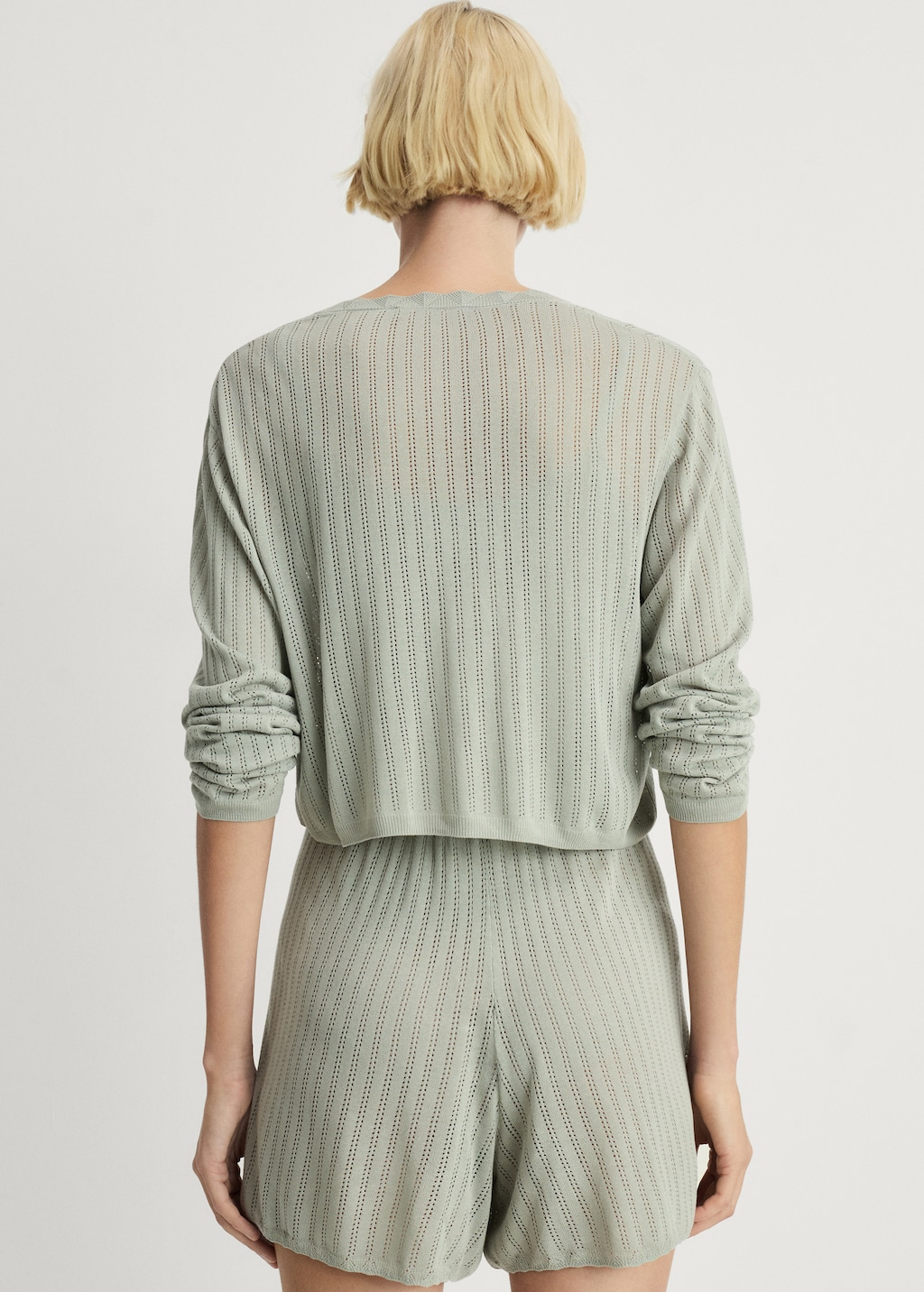 Pajama cardigan with lace detail