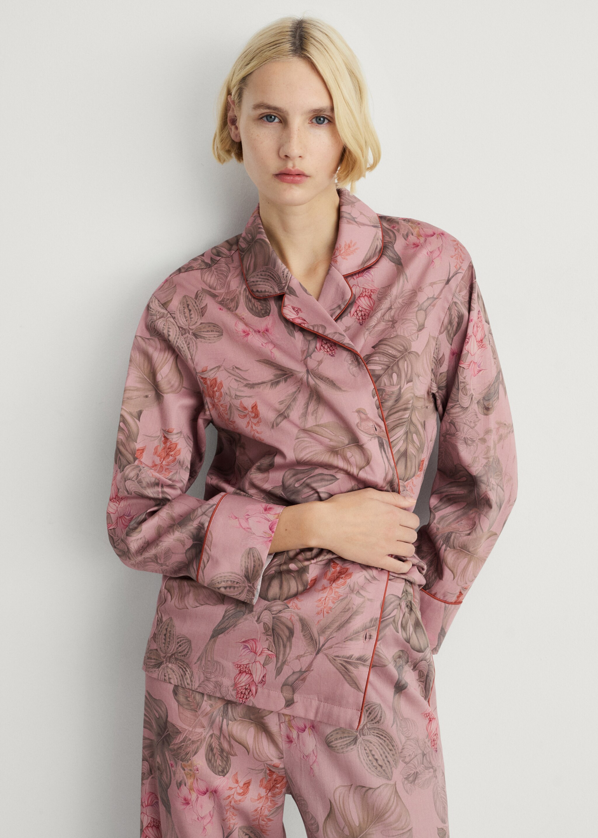 Tropical-print pyjama shirt - Medium plane