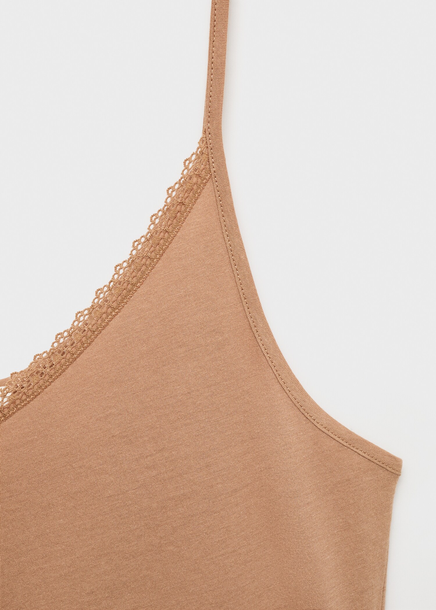 Cotton pyjama top with lace contrast - Details of the article 8