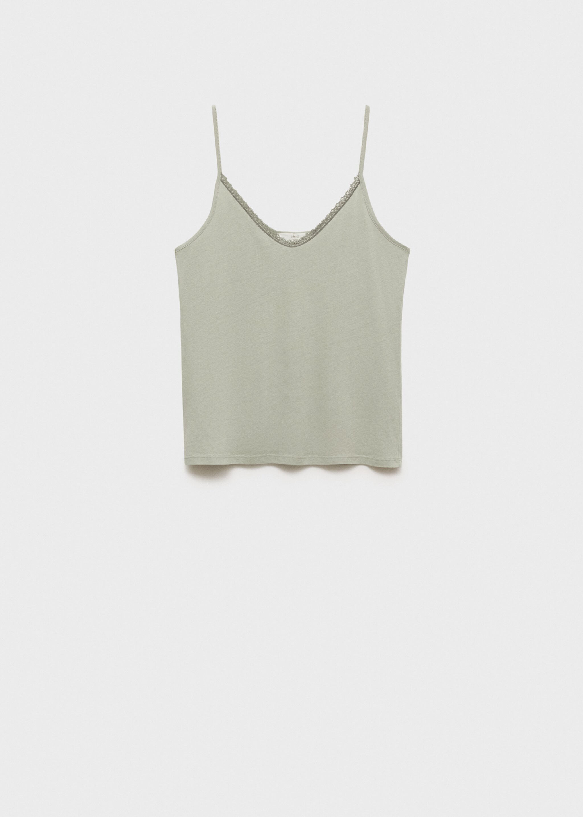 Cotton pyjama top with lace contrast - Article without model
