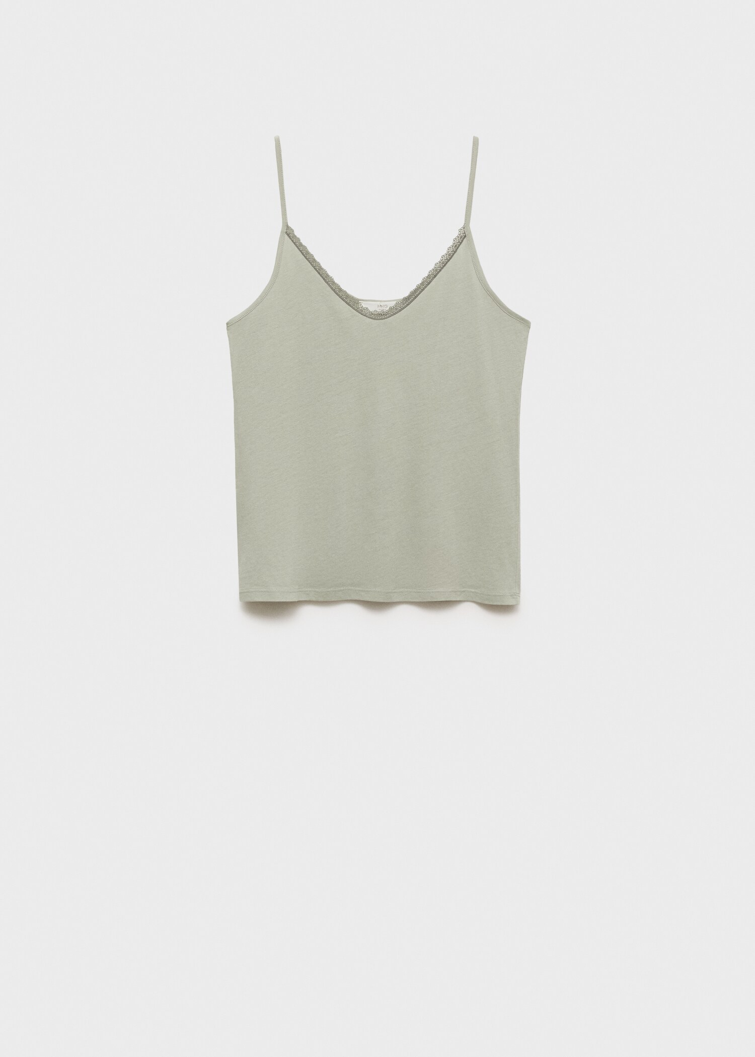 Cotton pyjama top with lace contrast - Article without model