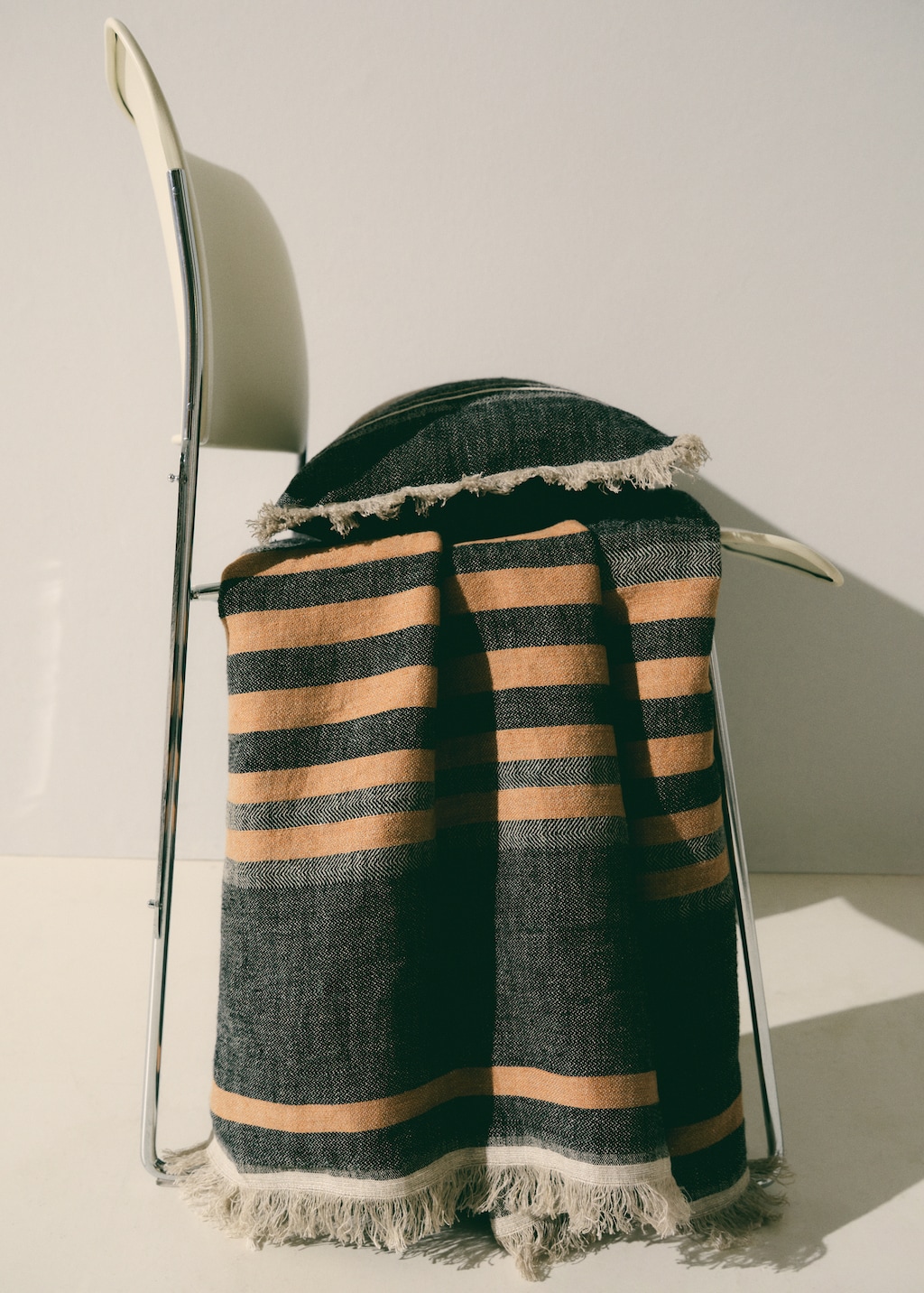 Striped linen blanket - Home | MANGO USA