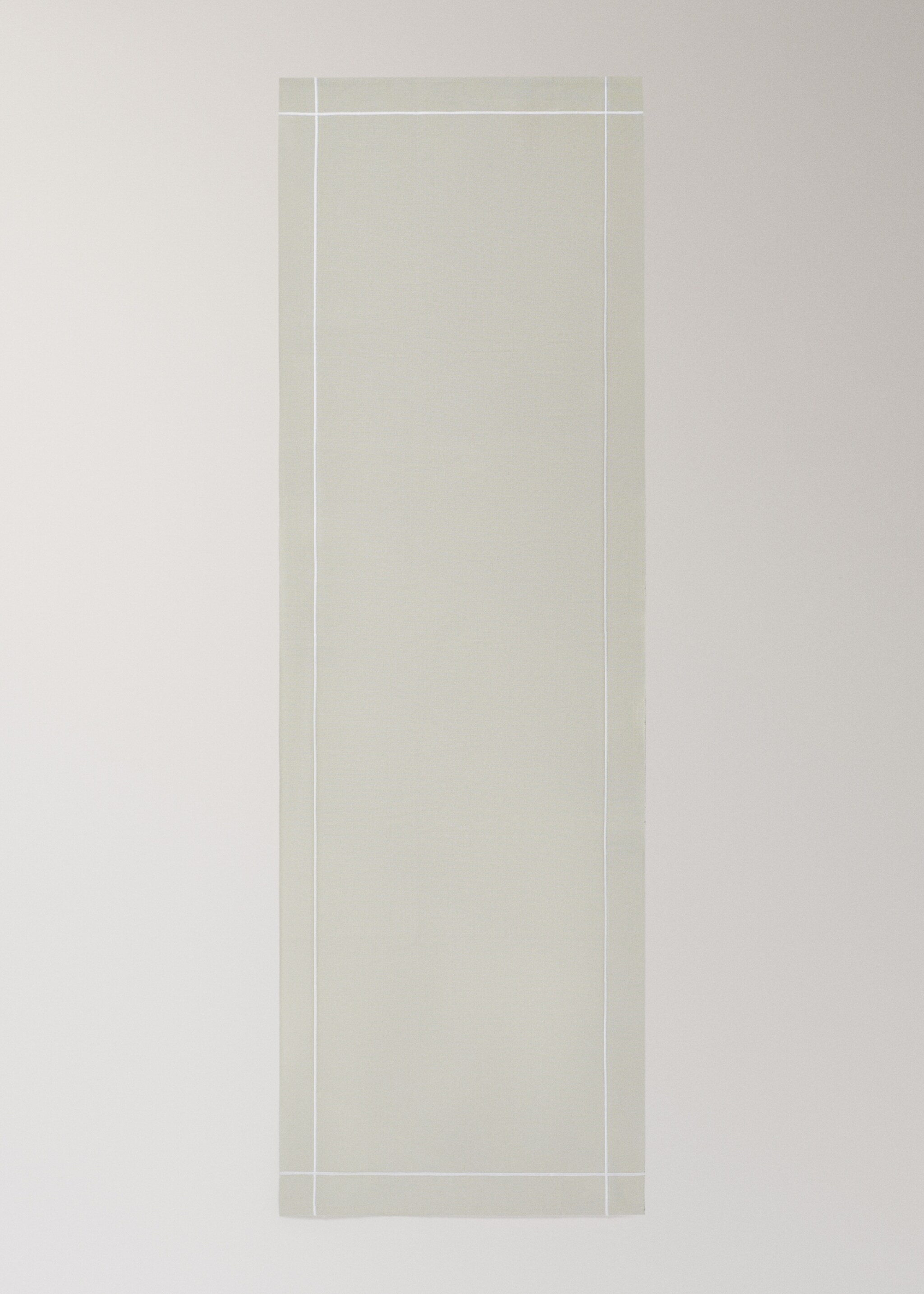 Cotton embroidered table runner with scalloped detail - Details of the article 2, Light/Pastel Grey. Ref: 87082977-00.