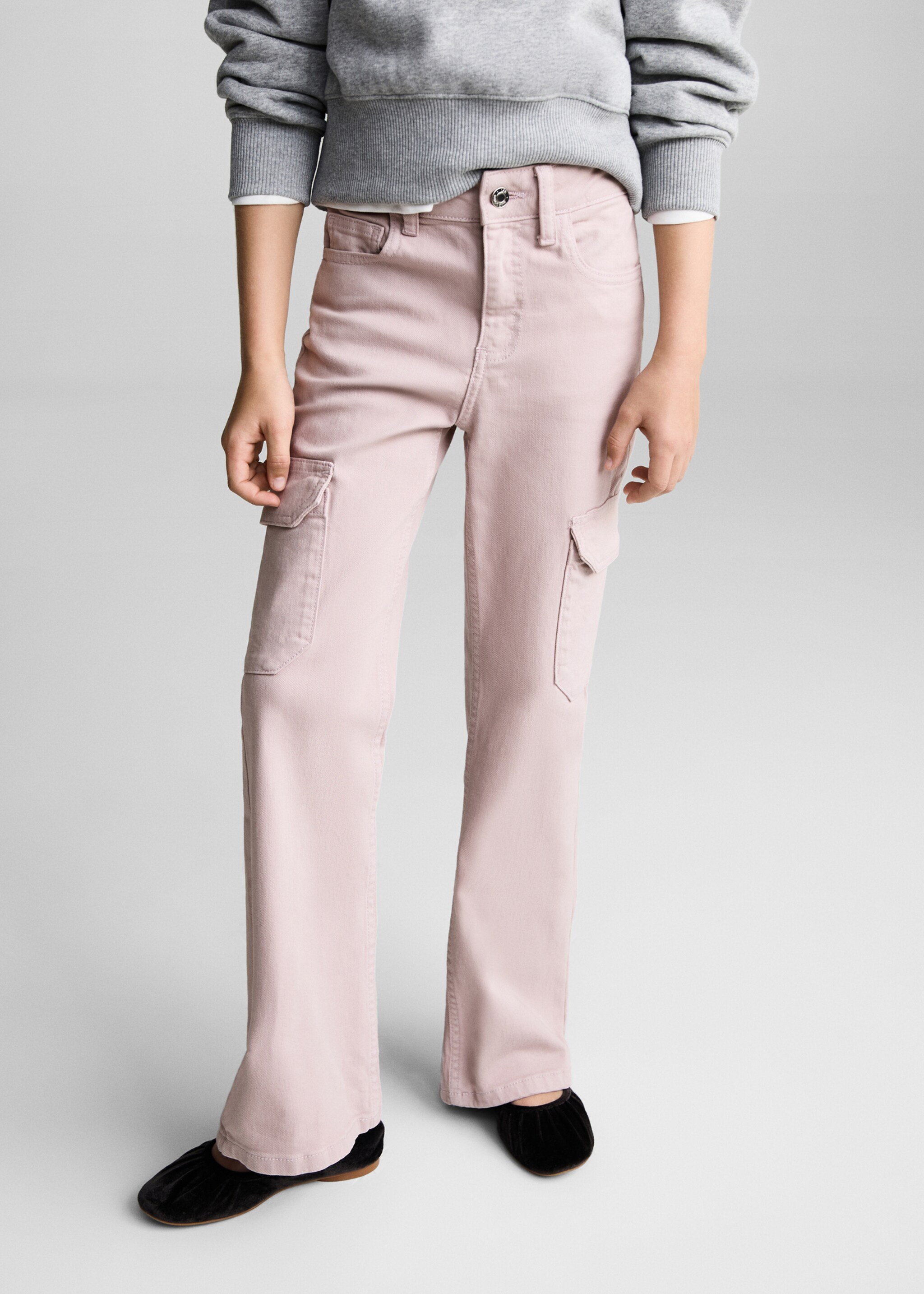 Flared cargo jeans - Medium plane