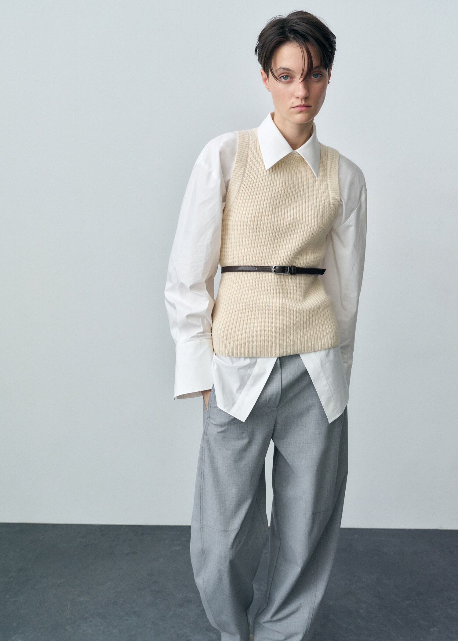 Ribbed wool-blend top - Medium plane