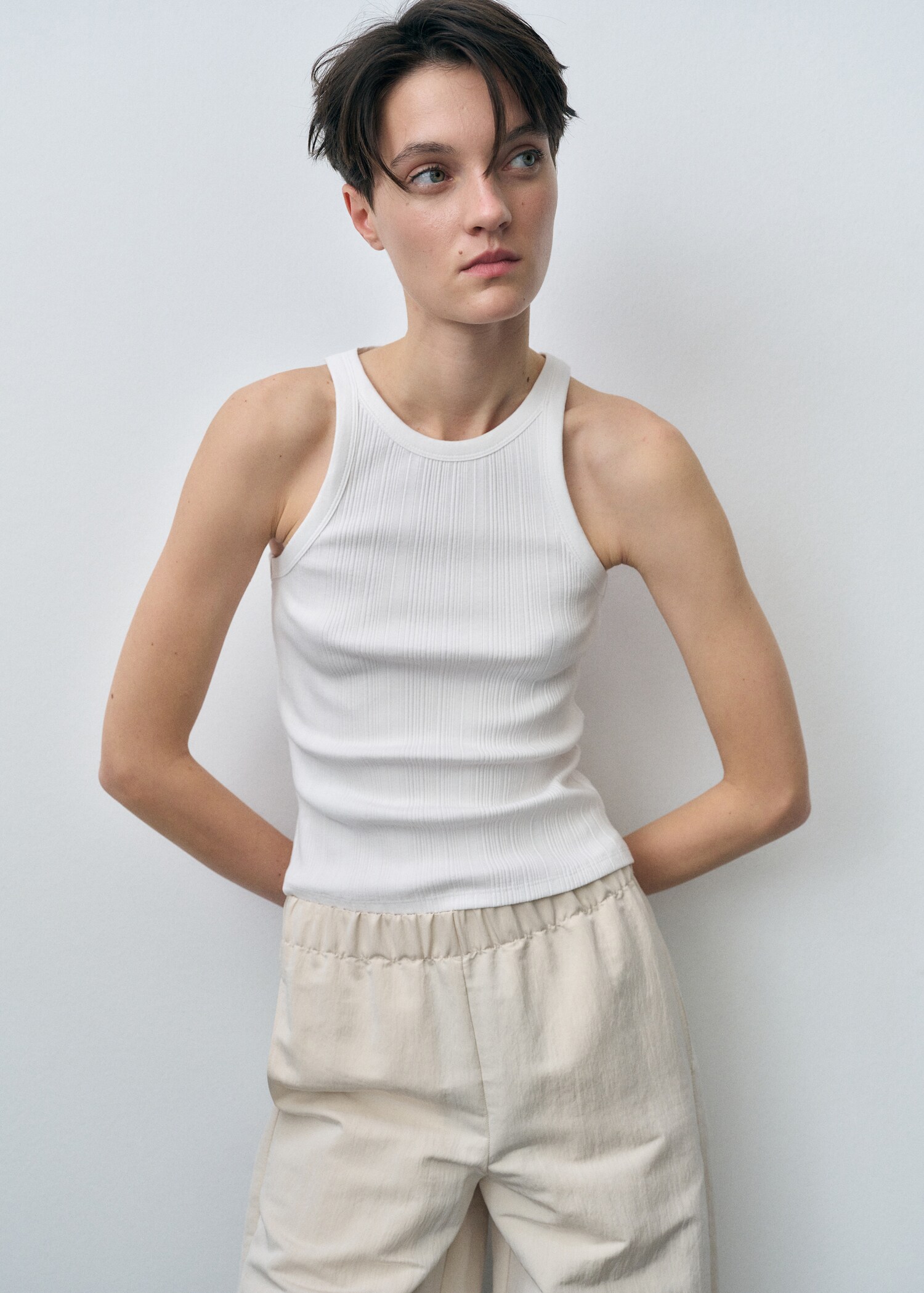 Cotton halter-neck top - Medium plane