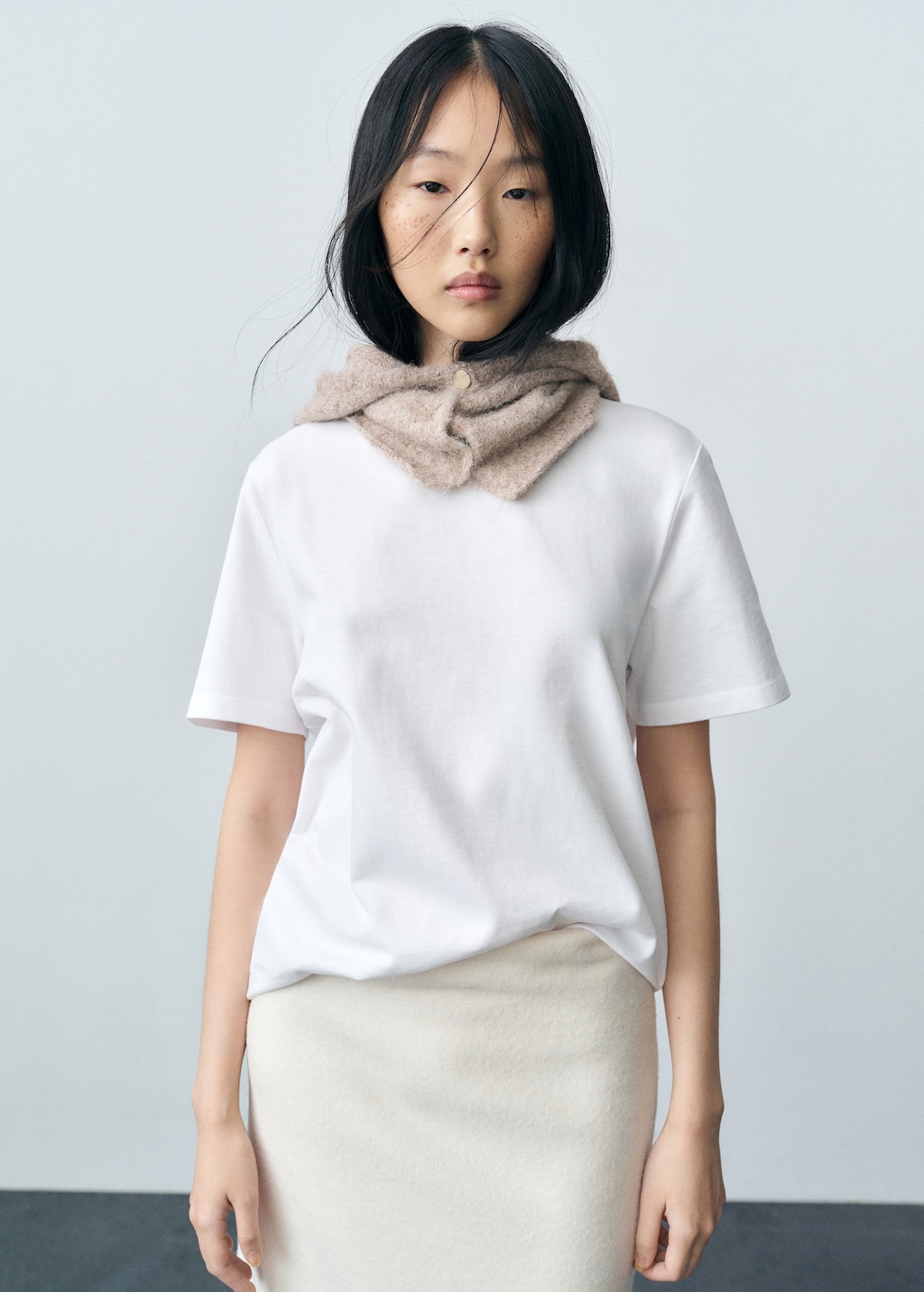 [JILLSTUART]★Shirring cotton mix short sleeve Tee Short-sleeved cotton t-shirt - Women | MANGO USA