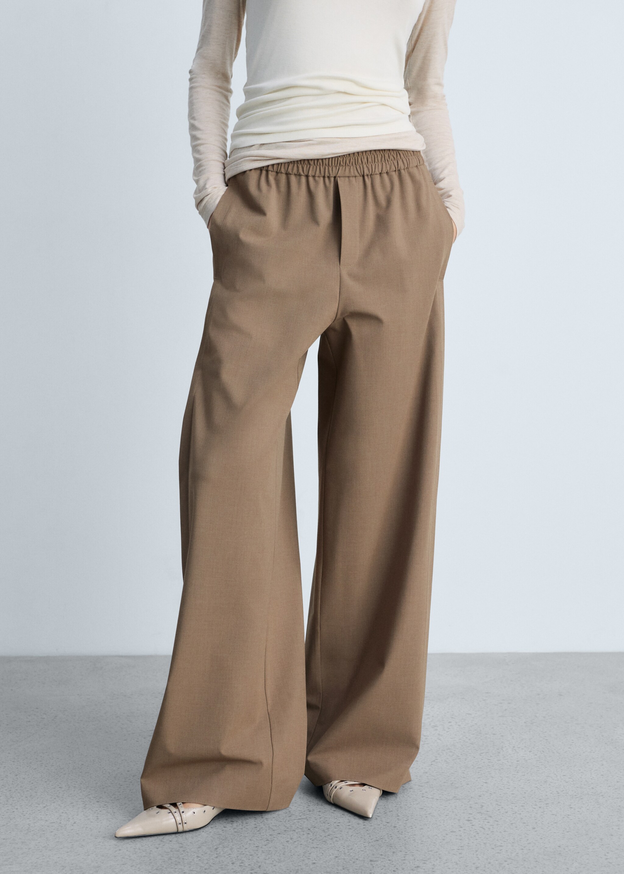Wide-leg jogger trousers - Medium plane