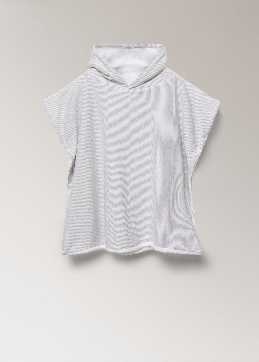 Children's cotton bath poncho with two-tone stripes