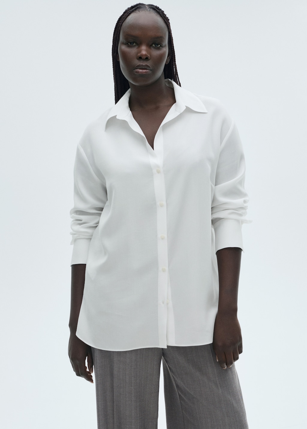 売れ筋商品|||イチ シャツ レディース トップス IHLaya - Button-down blouse - almond milk Just Quella Women Long Sleeve Oversized White Collared