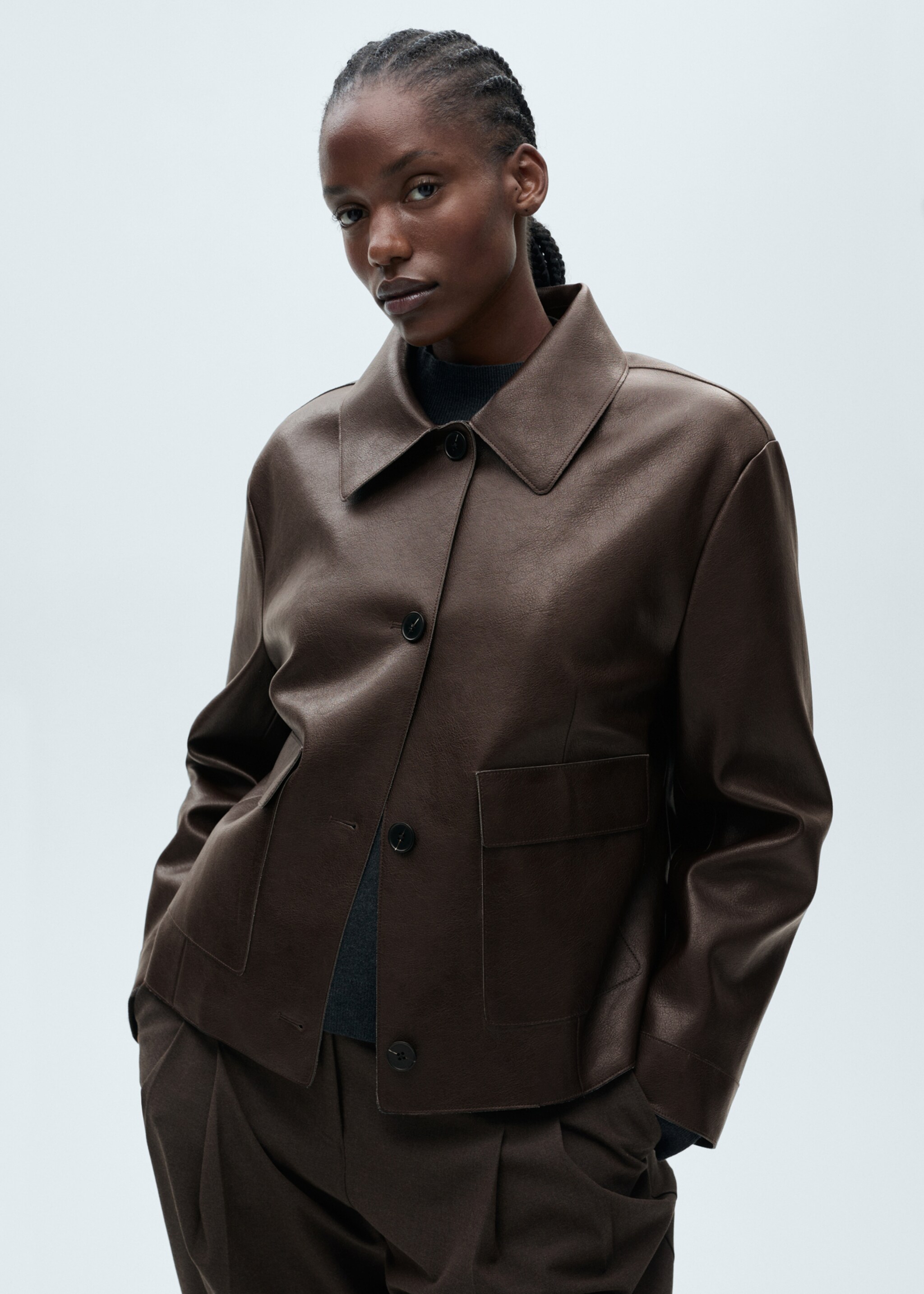 Leather-effect jacket with pockets - Деталь изделия 5