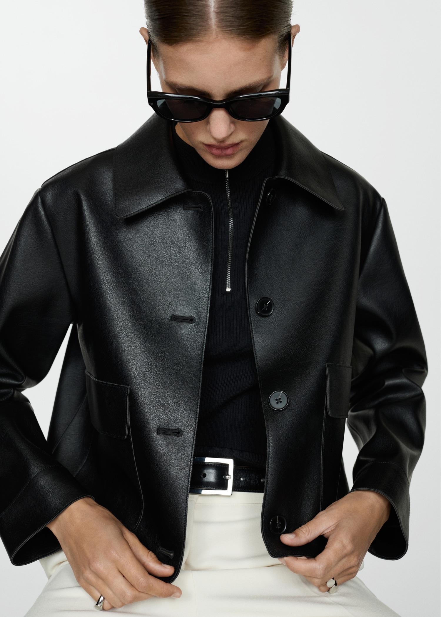 Leather-effect jacket with pockets - Details of the article 2