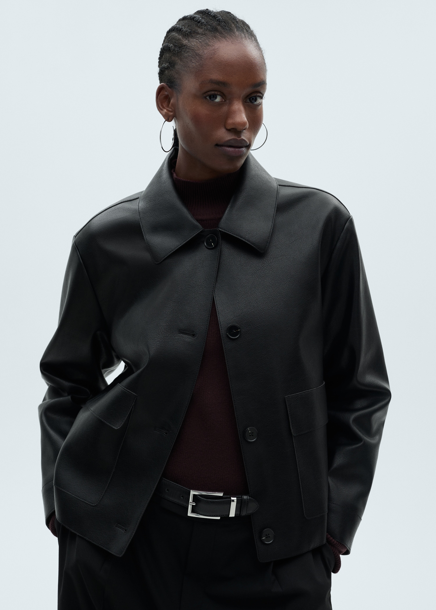 Perfecto Veste En Cuir Femme Mango Veste Cuir Effet Usé Oversize