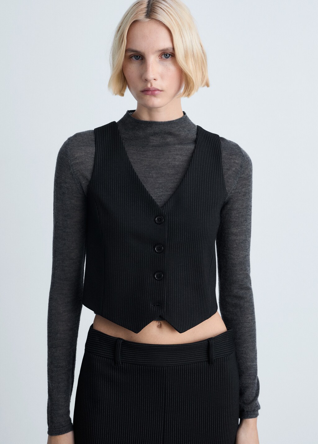 Pinstriped suit vest