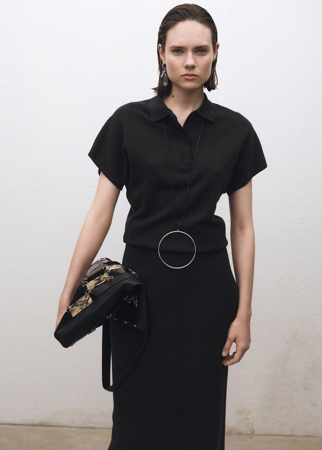 Wool-blend polo-neck sweater