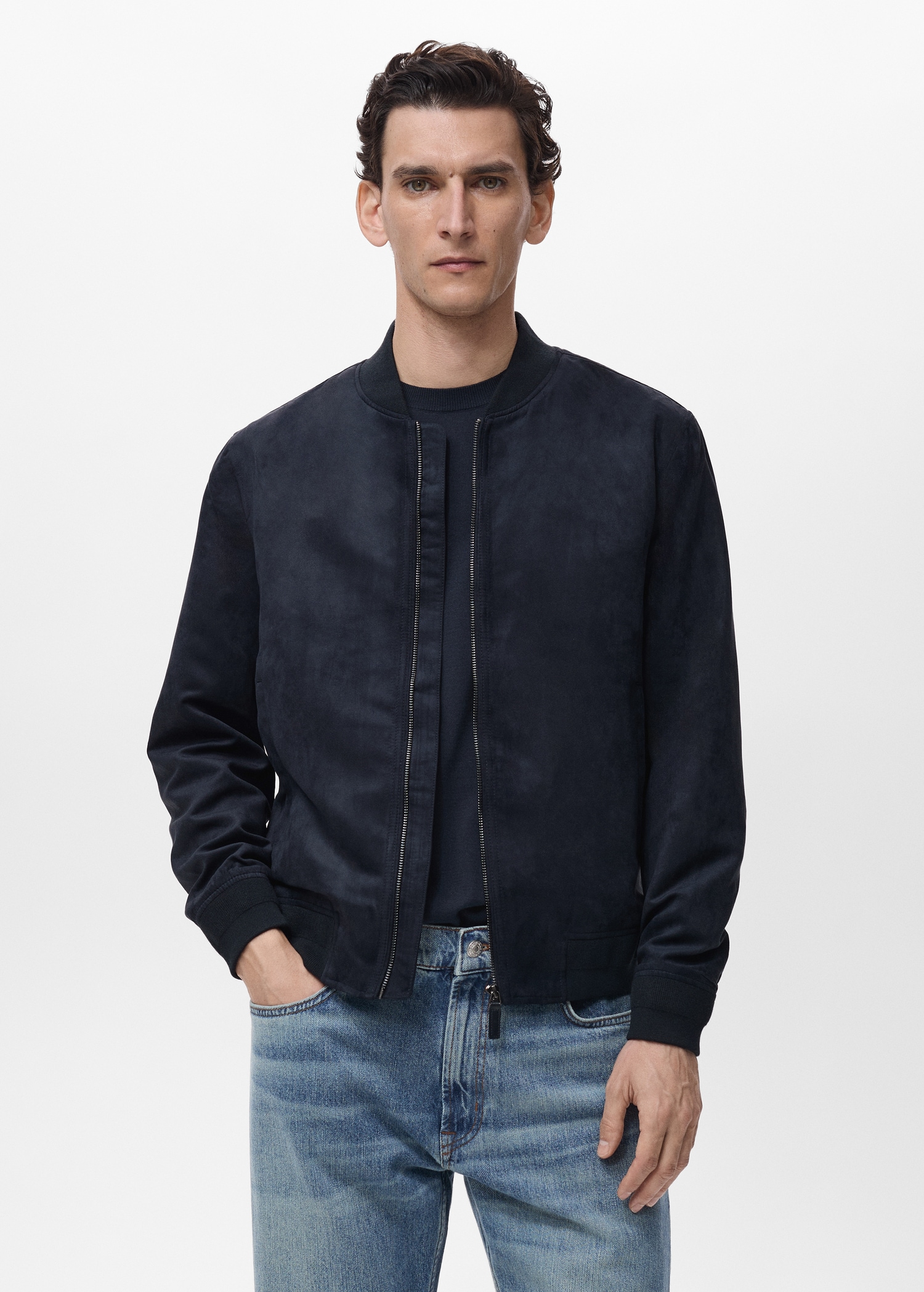 Suede-effect bomber jacket - Medium plane