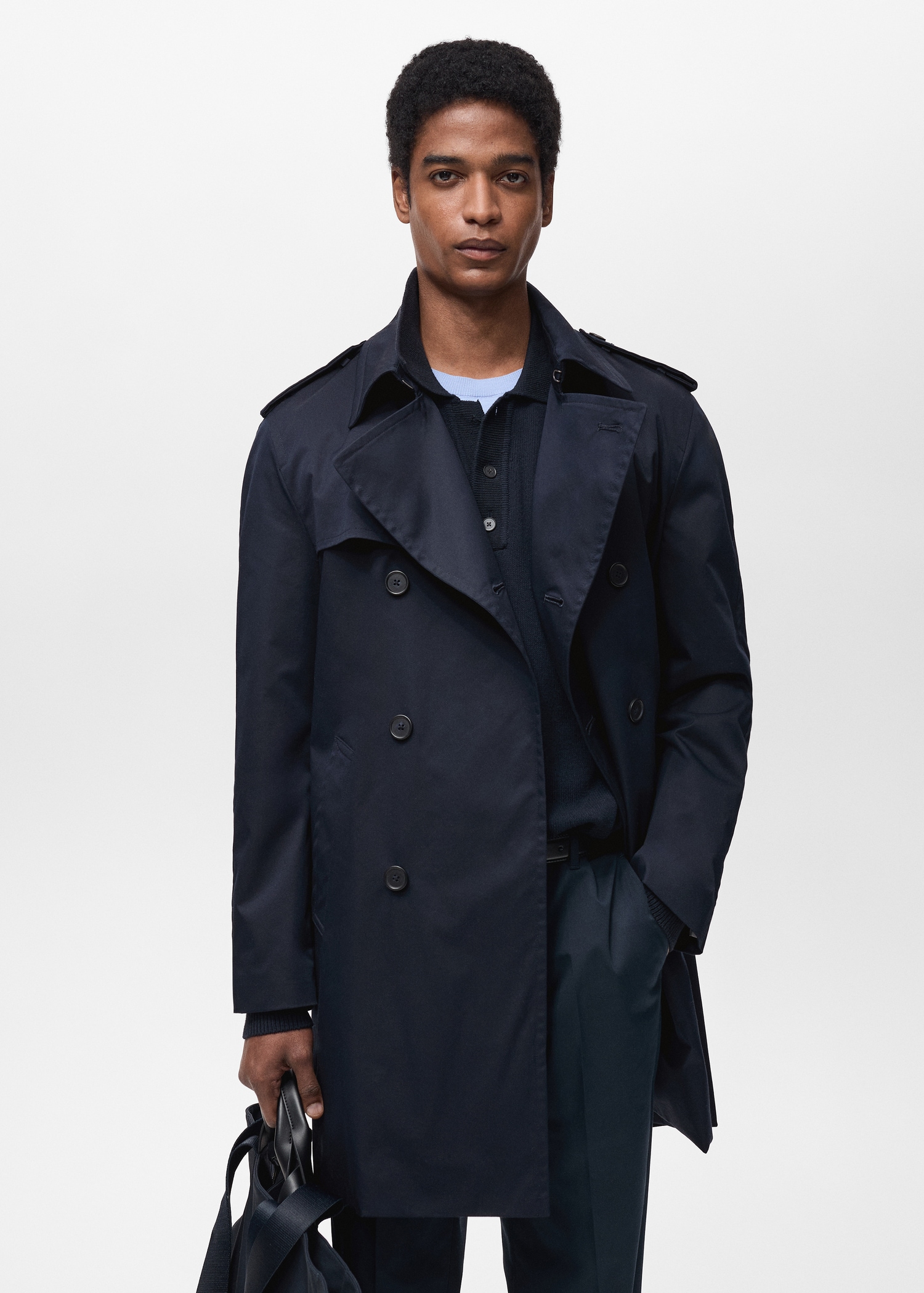 Water-repellent belted trench coat - Medium plane