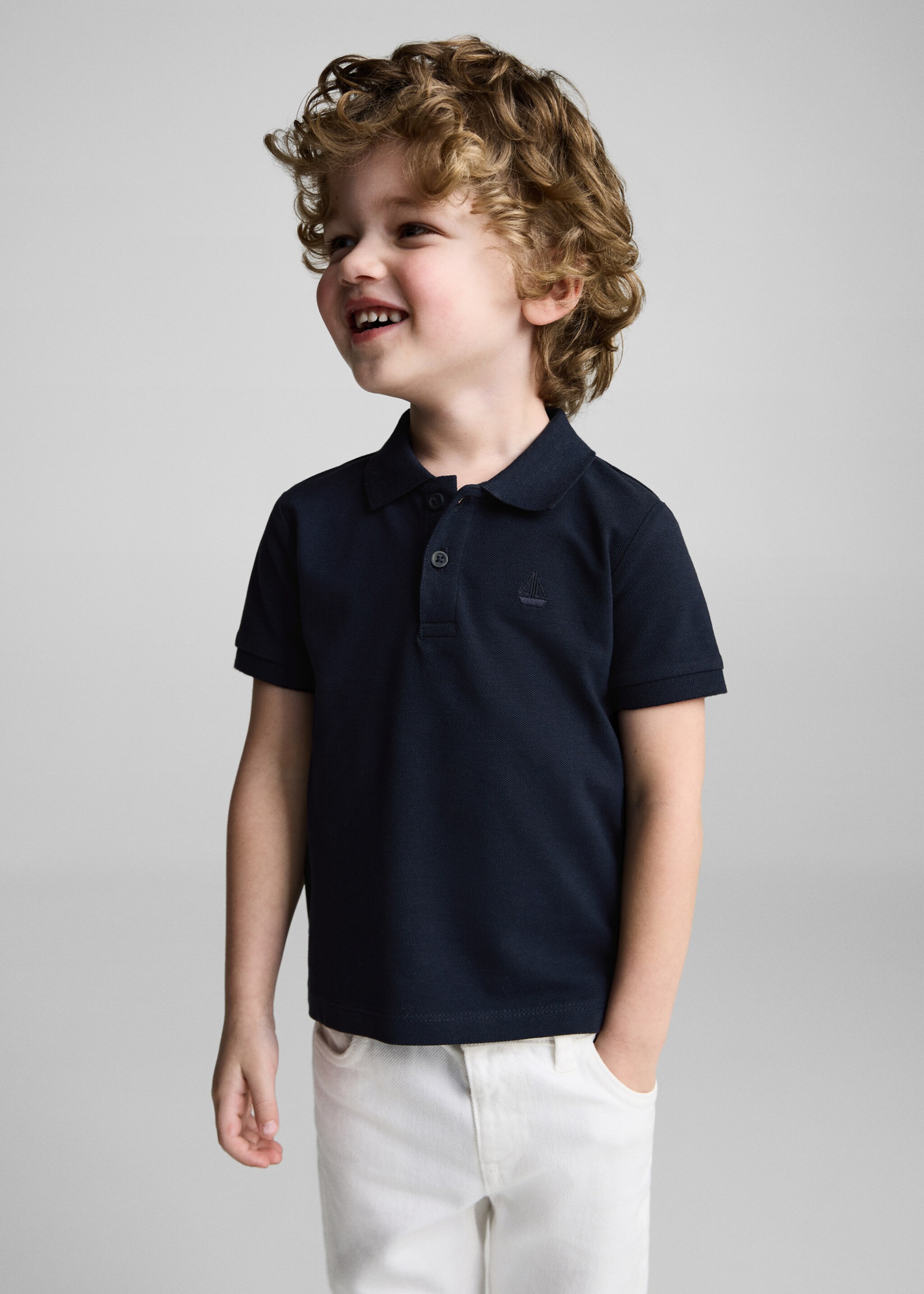 Short-sleeve knitted polo shirt - Medium plane