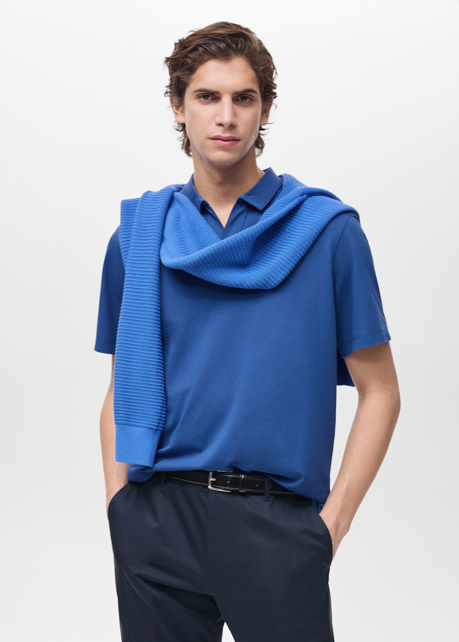 Slim-fit cotton-piqué polo shirt - Medium plane