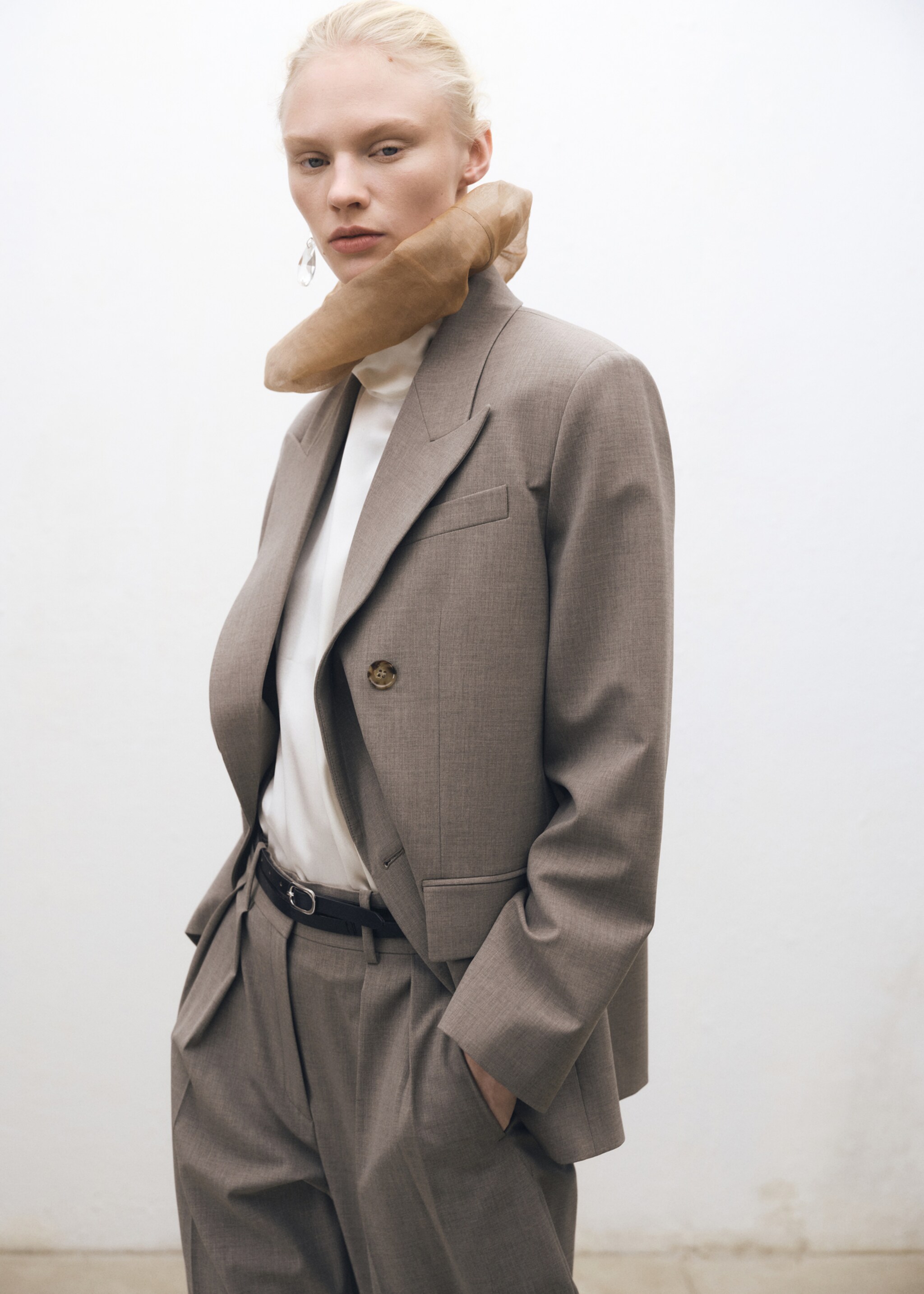 Wide-leg wool-blend suit trousers - Details of the article 2