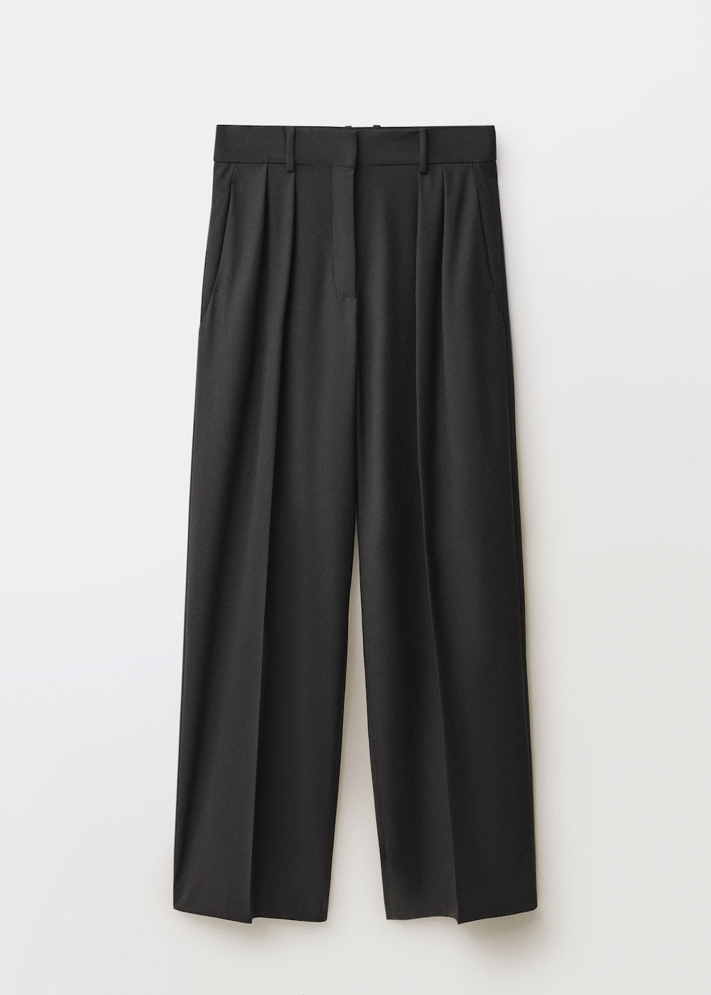 Wide leg wool-blend suit pants