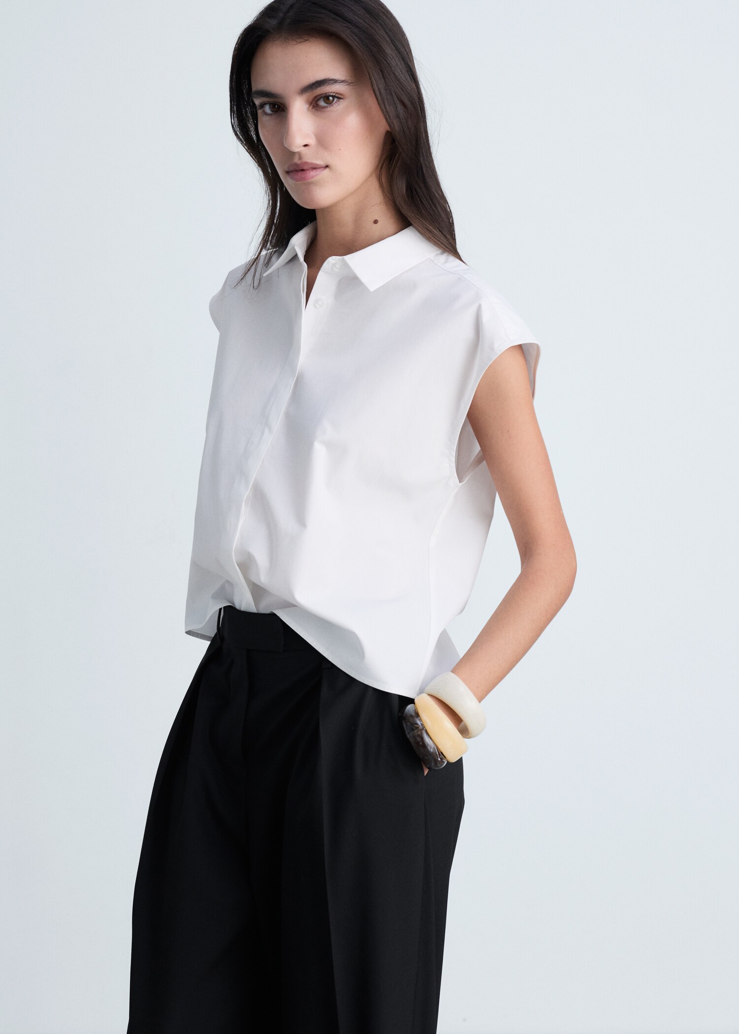 Mouwloze popeline blouse - Detail van het artikel 2