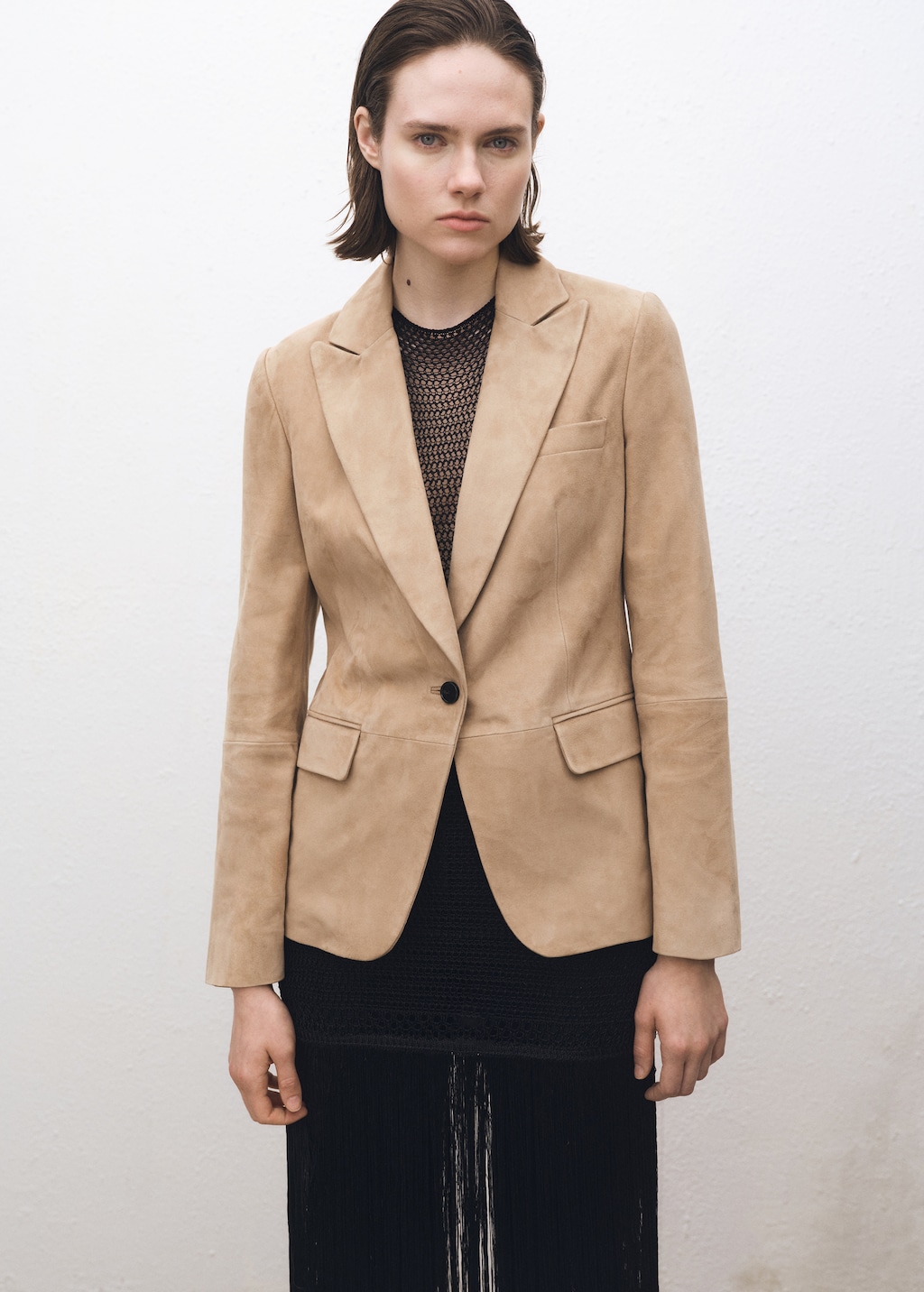 Mango Fitted suede blazer