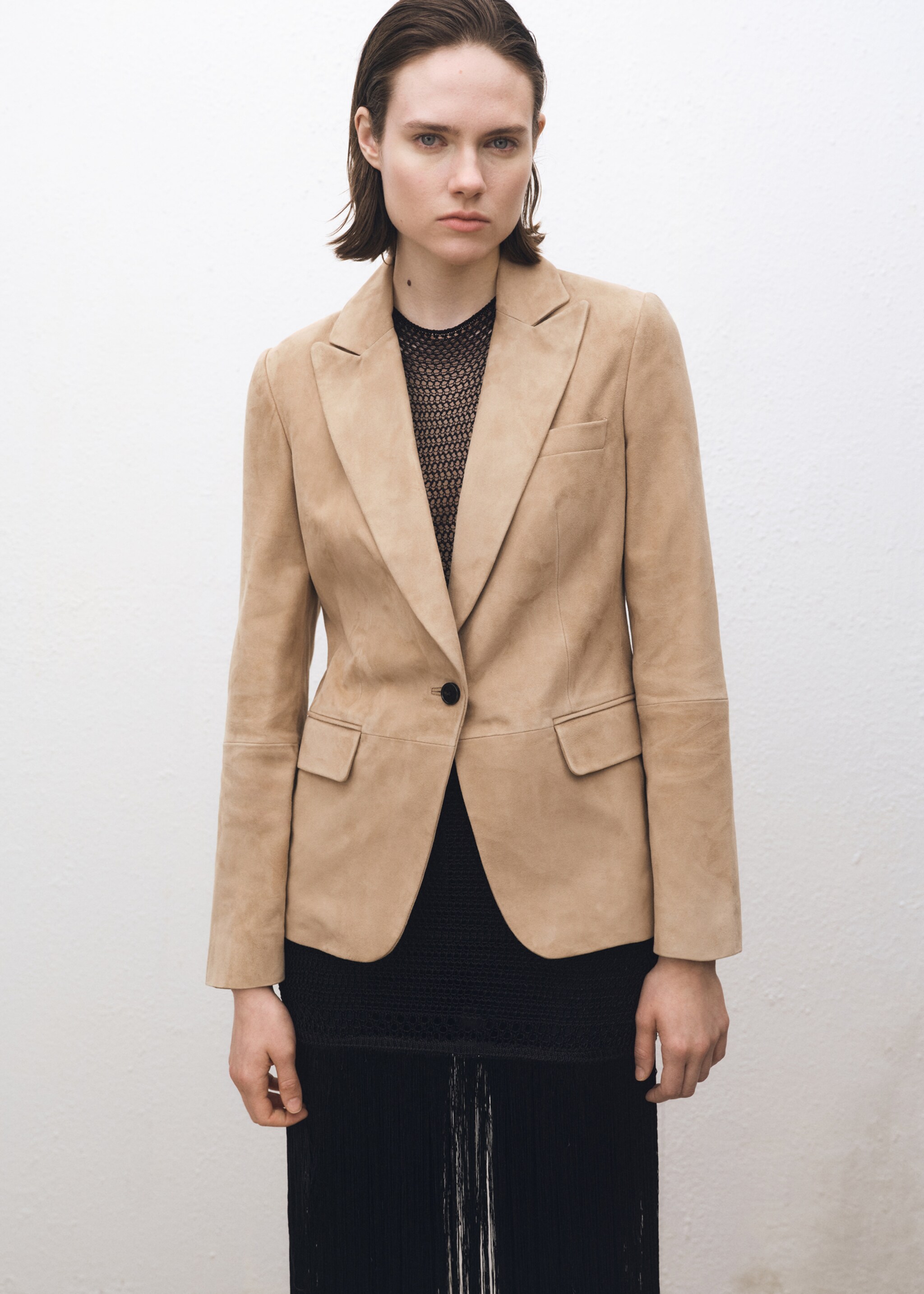 Fitted suede jacket - Medium plane