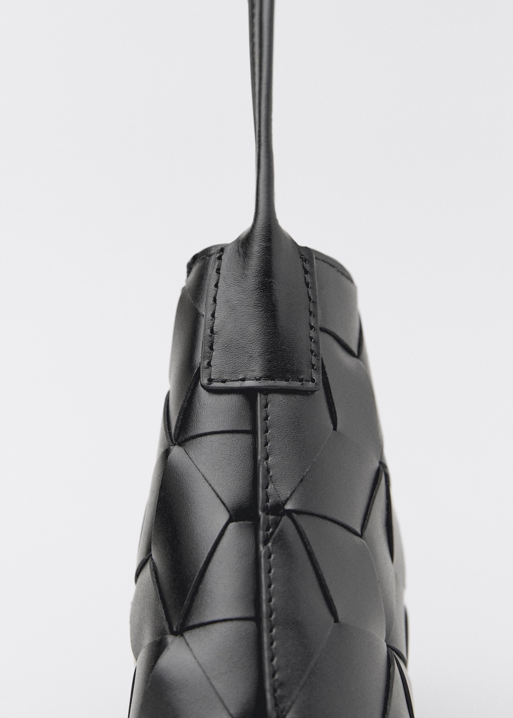 Leather Braided Handle Bag | Black