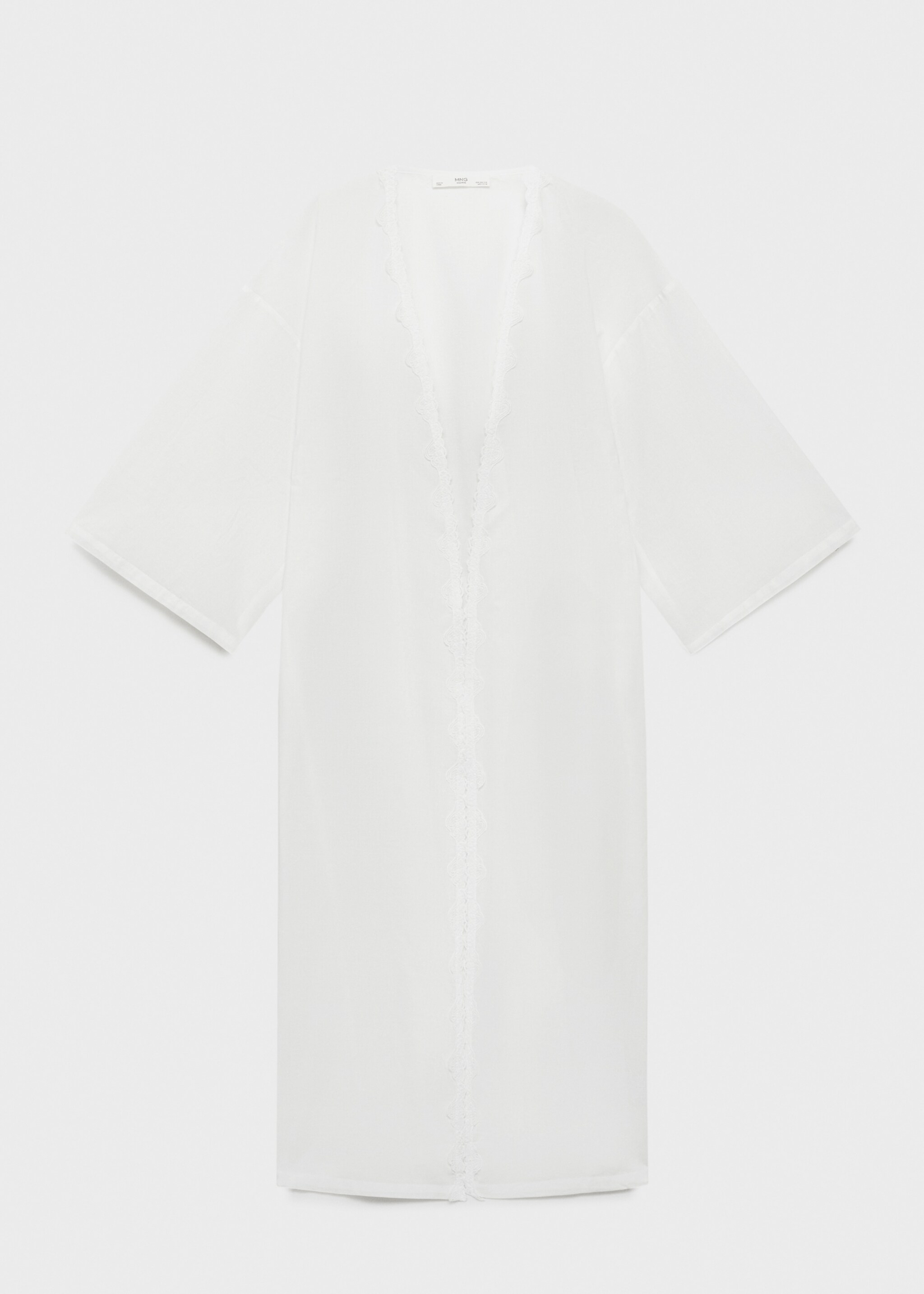 Cotton robe with lace - Article without model, White. Ref: 87085730-00.