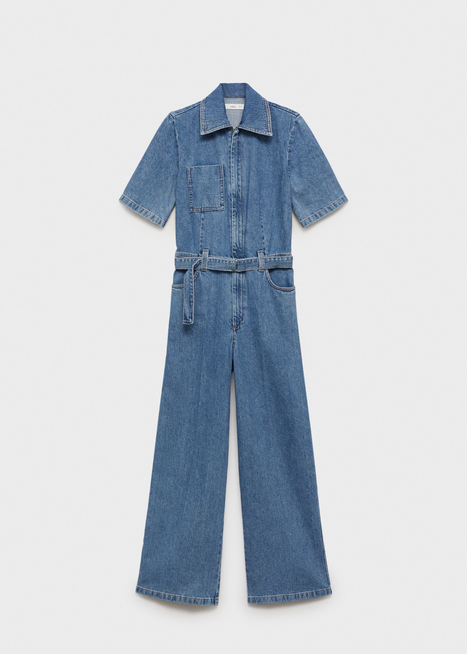 Kemerli denim tulum - Modelsiz ürün
