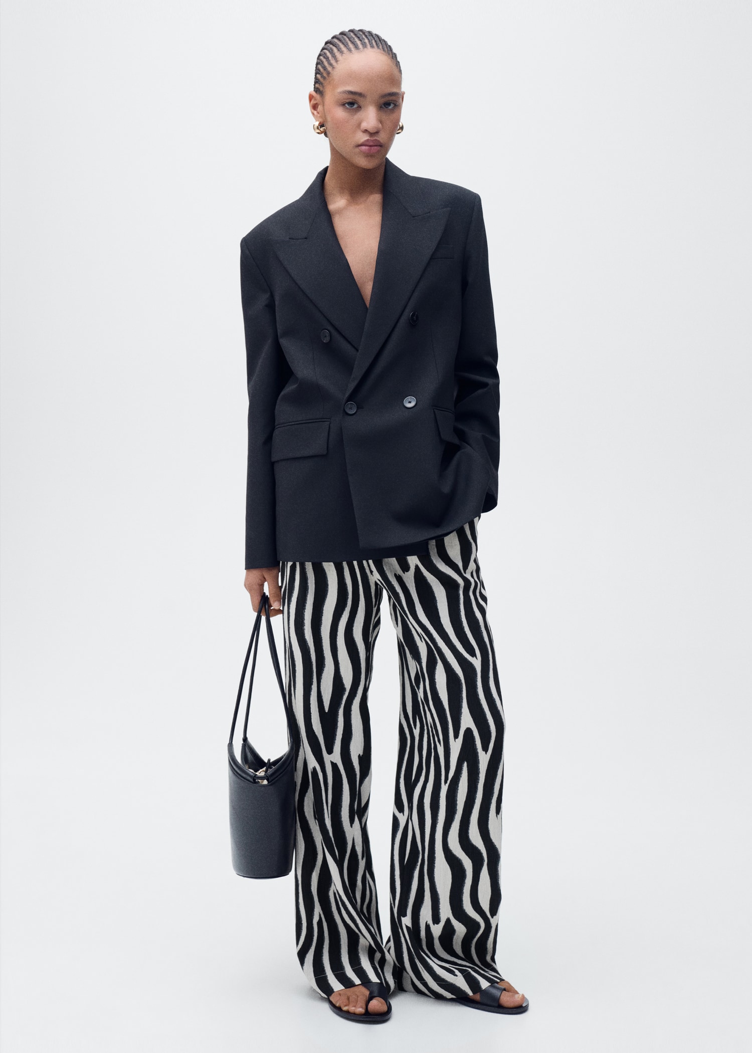 Zebra-print straight-fit pants - Details of the article 2