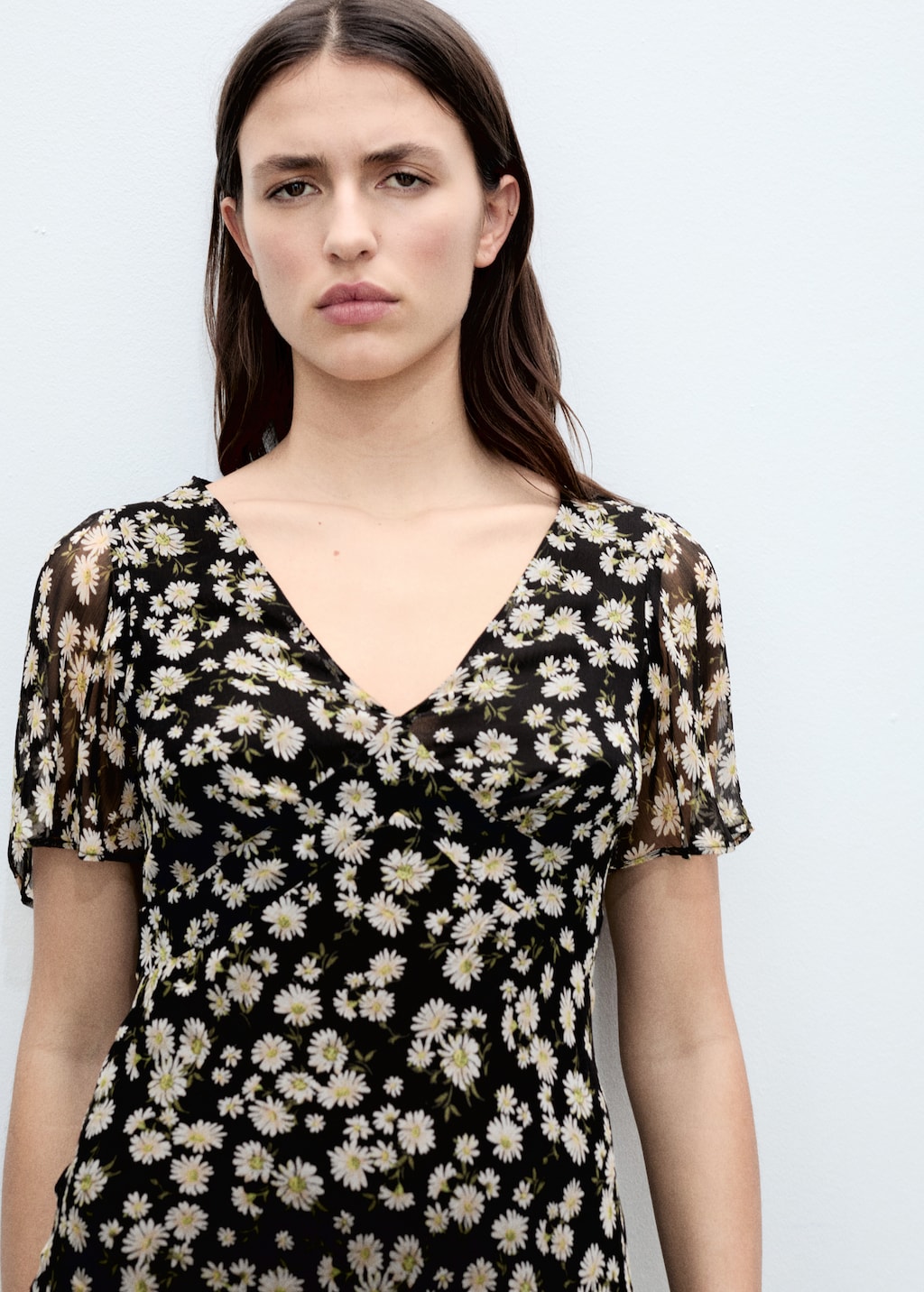 Mango Floral-print straight-fit midi-dress