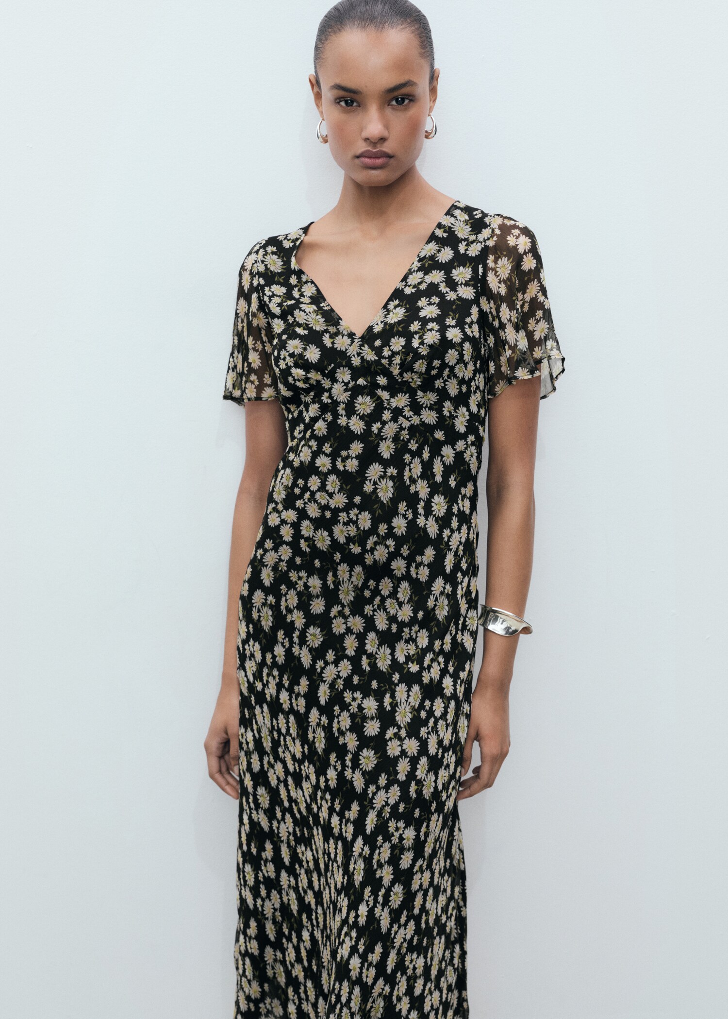 Floral-print straight-fit midi-dress - Medium plane