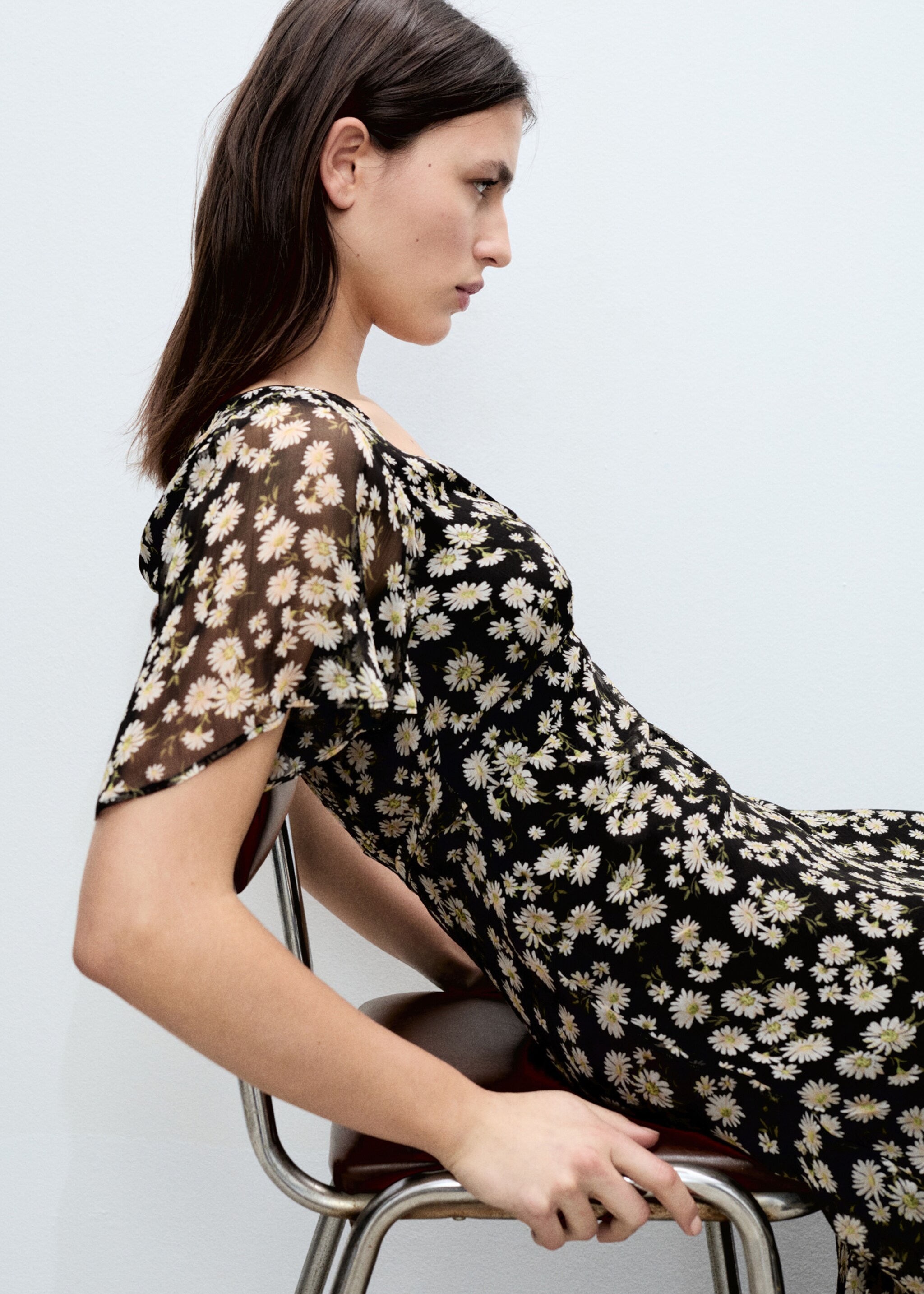 Floral-print straight-fit midi-dress - Details of the article 2