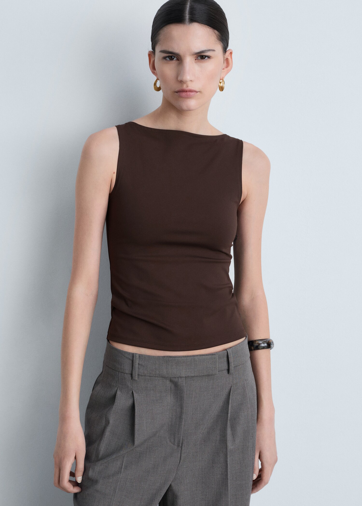 Boat-neck strapless top - Medium plane
