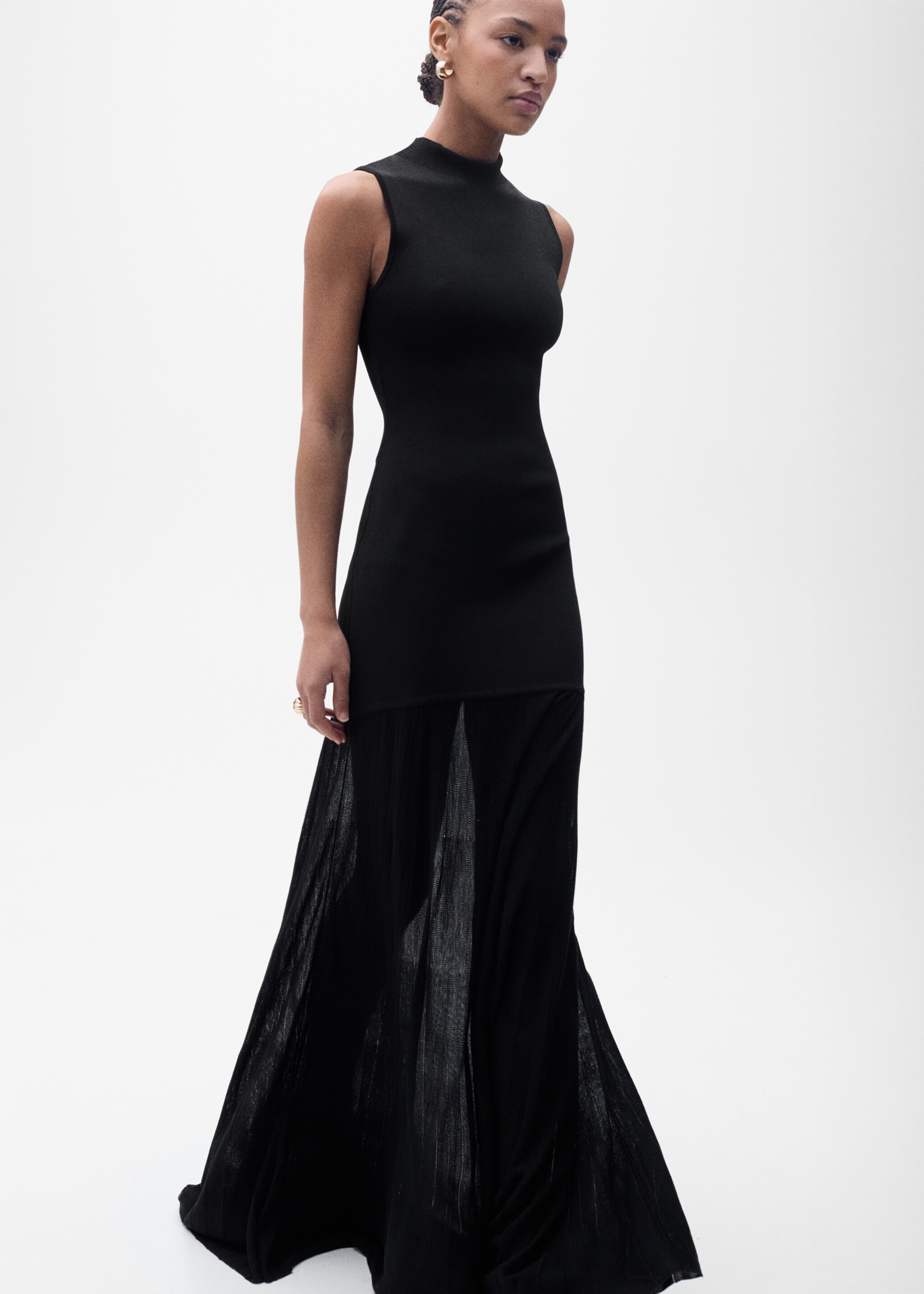 Knitted dress with semi-transparent skirt - Details of the article 1
