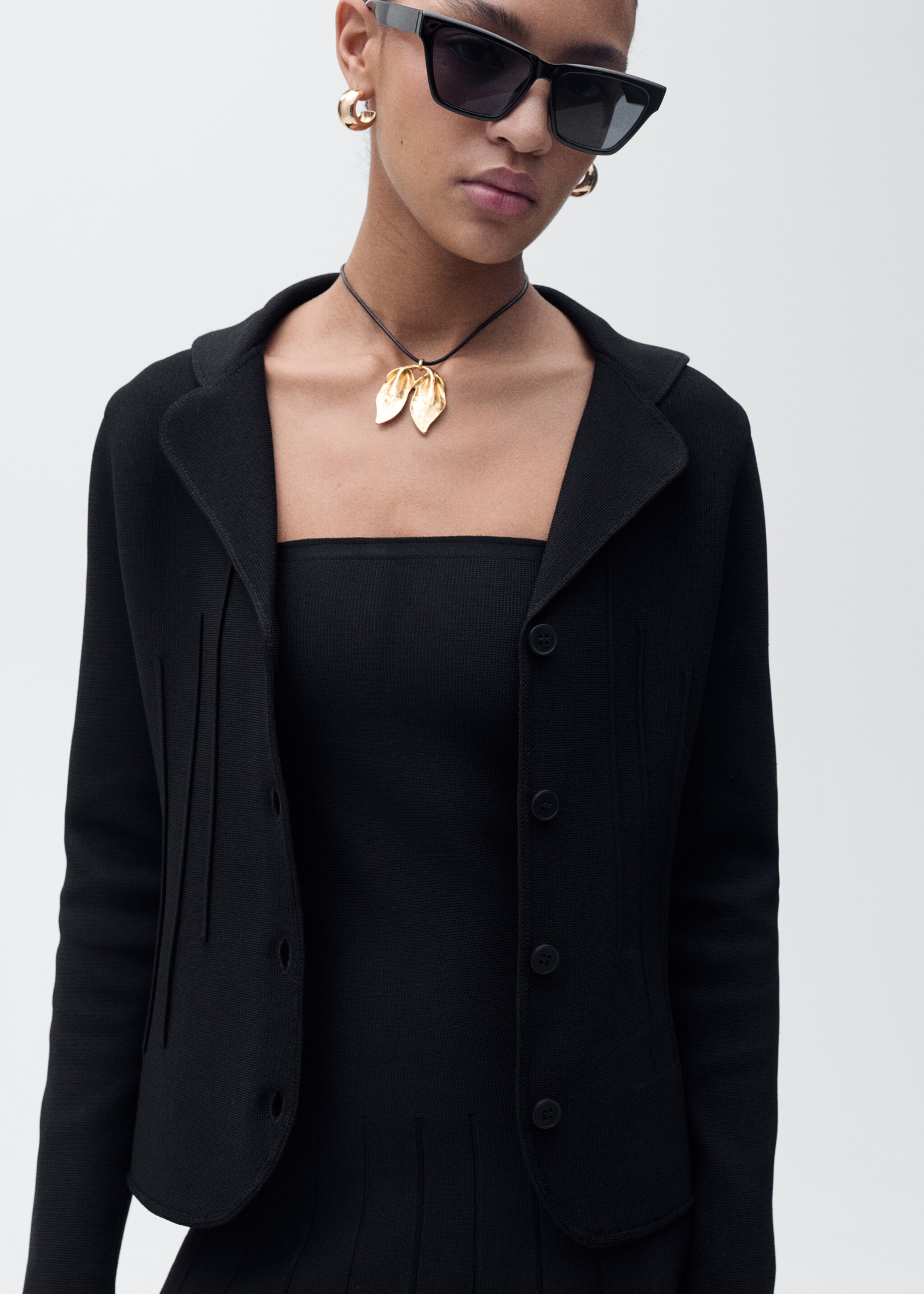 Knitted jacket with lapel collar - Medium plane