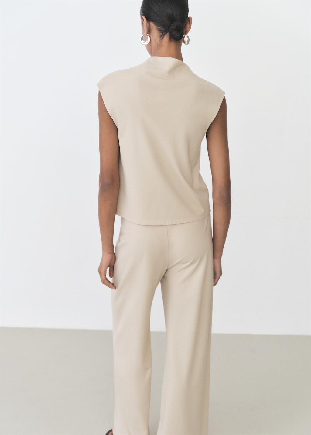 T-shirt with gathered asymmetrical neck - image 3