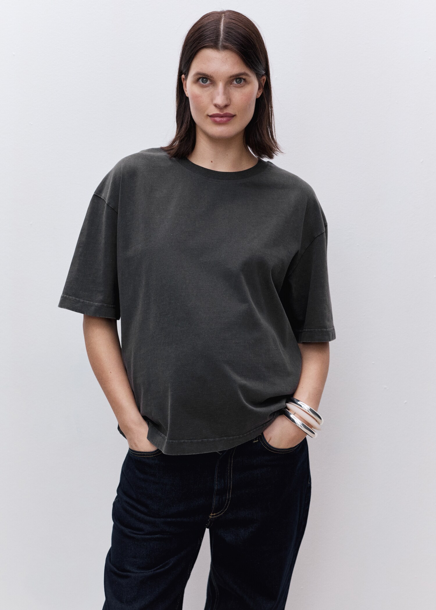 T-shirt coton oversize grossesse - Plan moyen