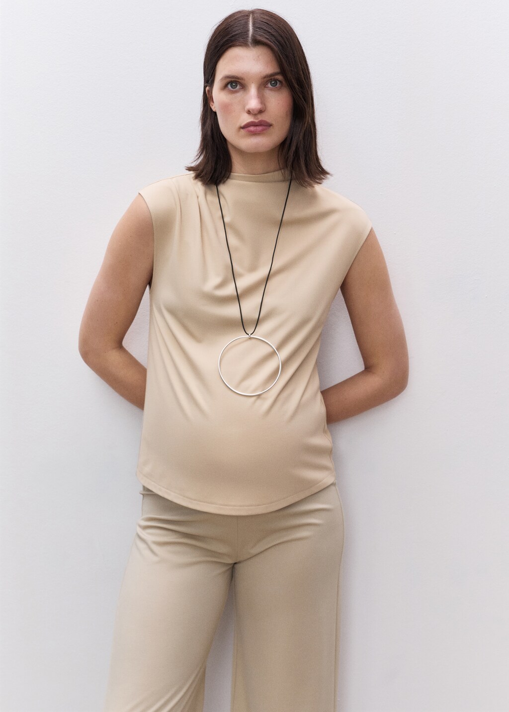 Wide leg maternity trousers