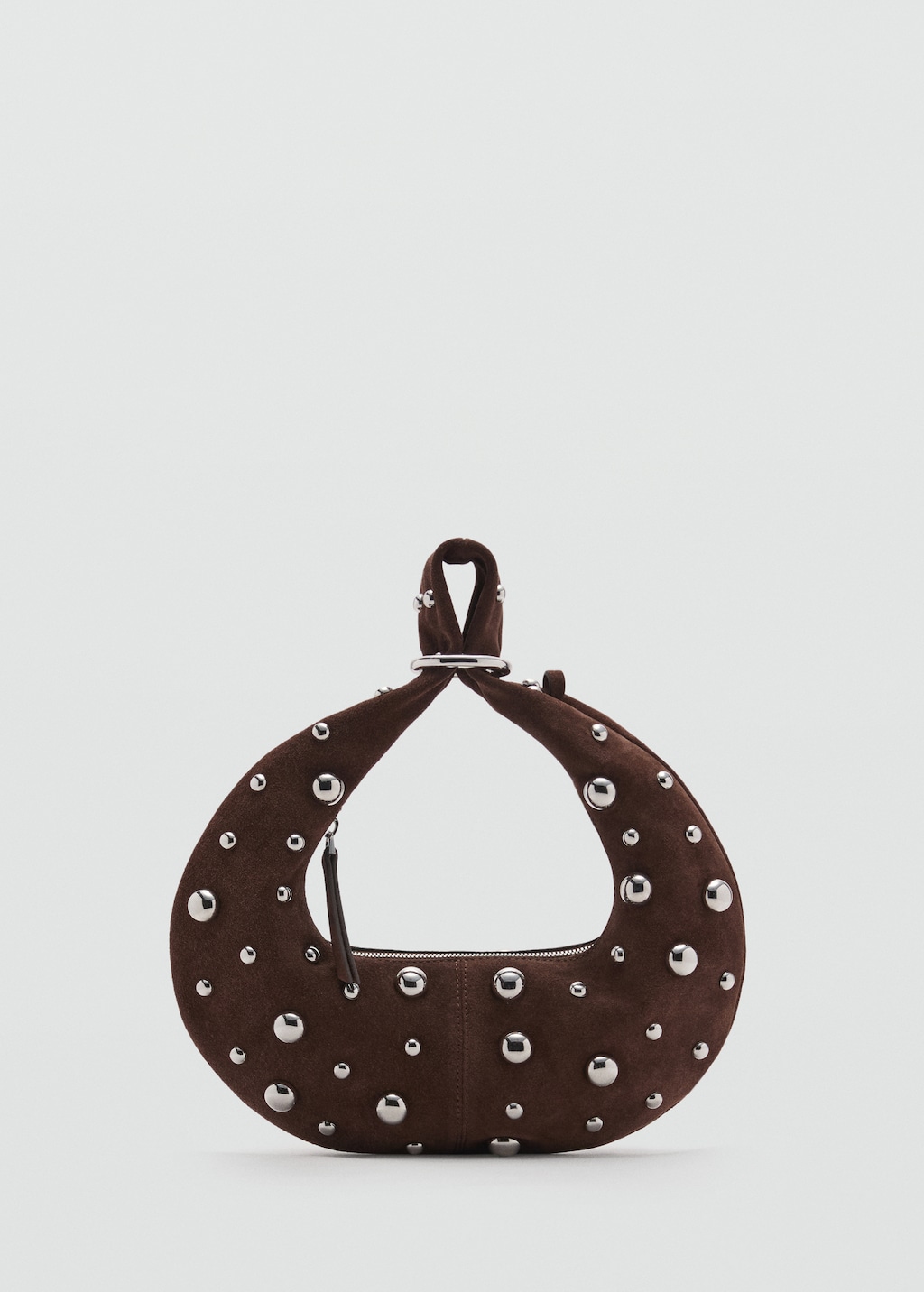 MANGO メタリックボールアップリケ付きレザーハンドバッグ 限定 Leather handbag with metallic-balls appliqué - Women | MANGO